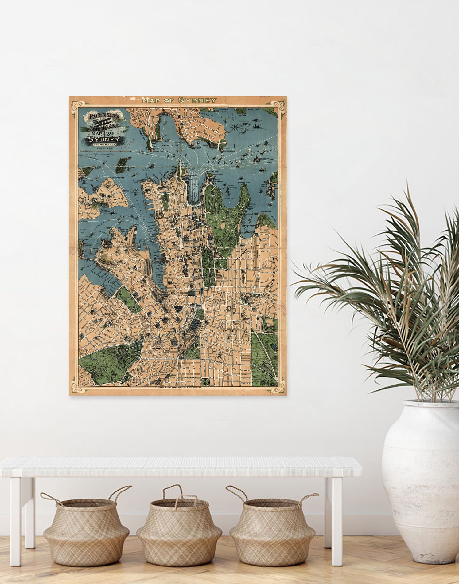 Vintage Map of Sydney Australia (1922) by Adam Shaw on GIANT ART - white photo illustration