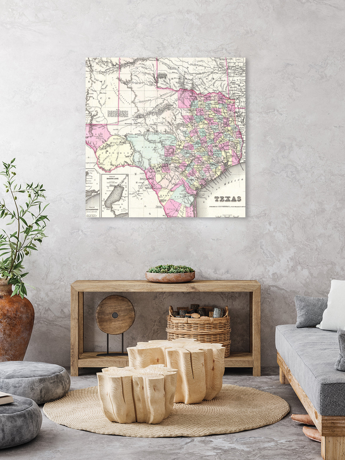 Vintage Map of Texas (1855) by Adam Shaw on GIANT ART - white photo illustration