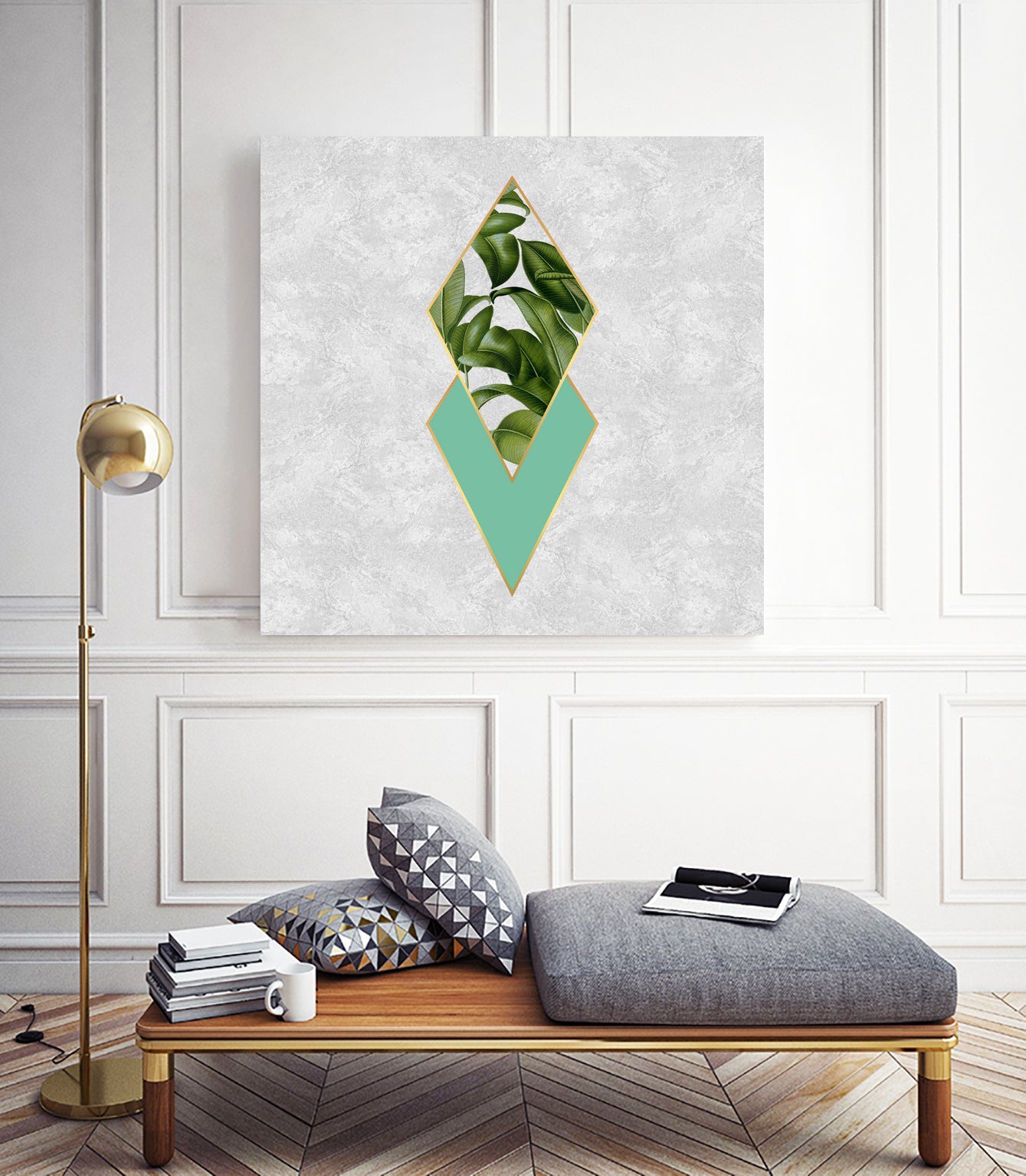 Leaves on marble by M.TERESA HERNANDEZ on GIANT ART - green digital painting
