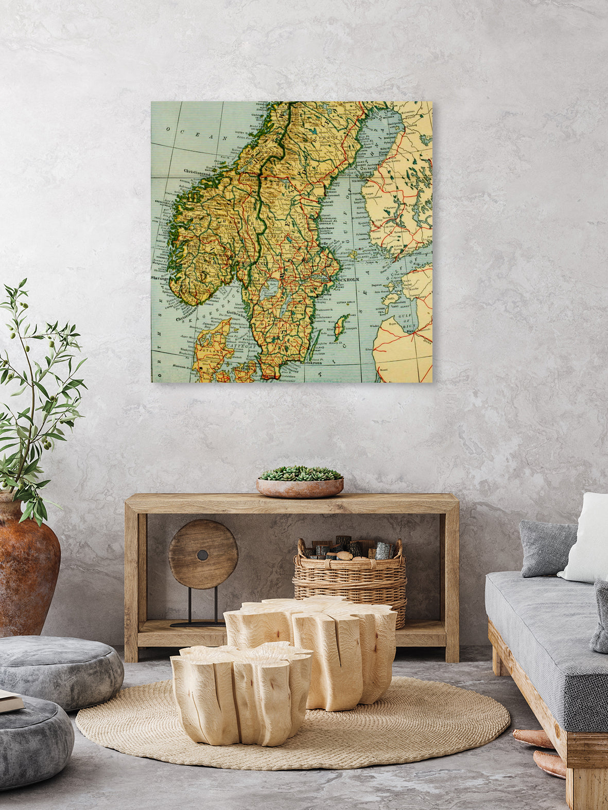 Vintage Map of Norway and Sweden (1921) by Adam Shaw on GIANT ART - white photo illustration