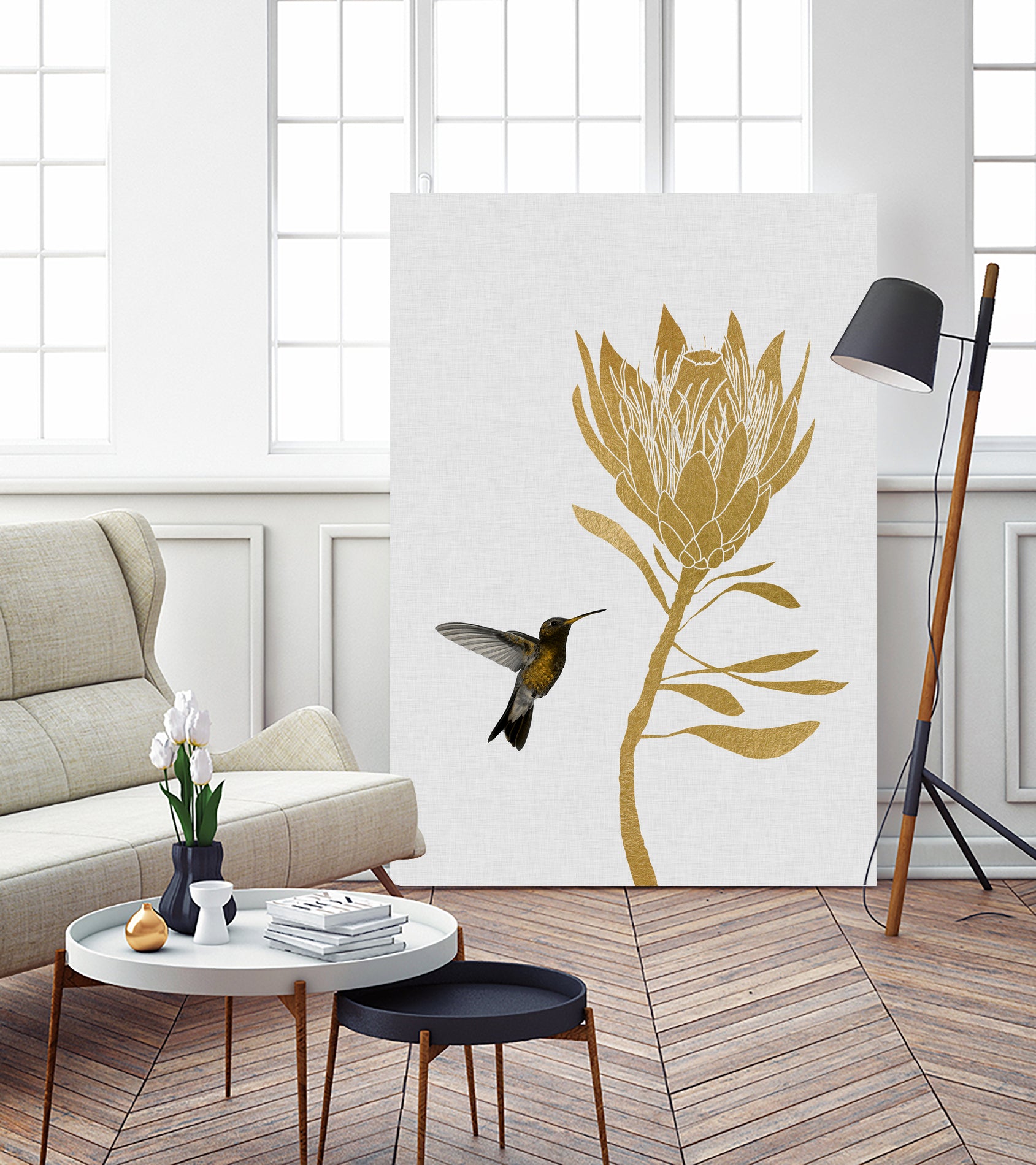 Hummingbird & Flower I by Dana Shek on GIANT ART - white digital painting