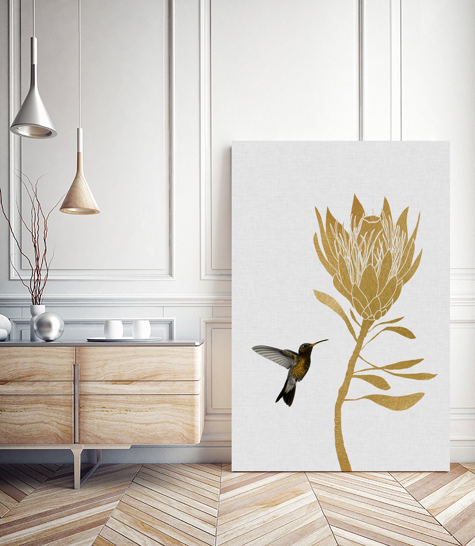 Hummingbird & Flower I by Dana Shek on GIANT ART - white digital painting