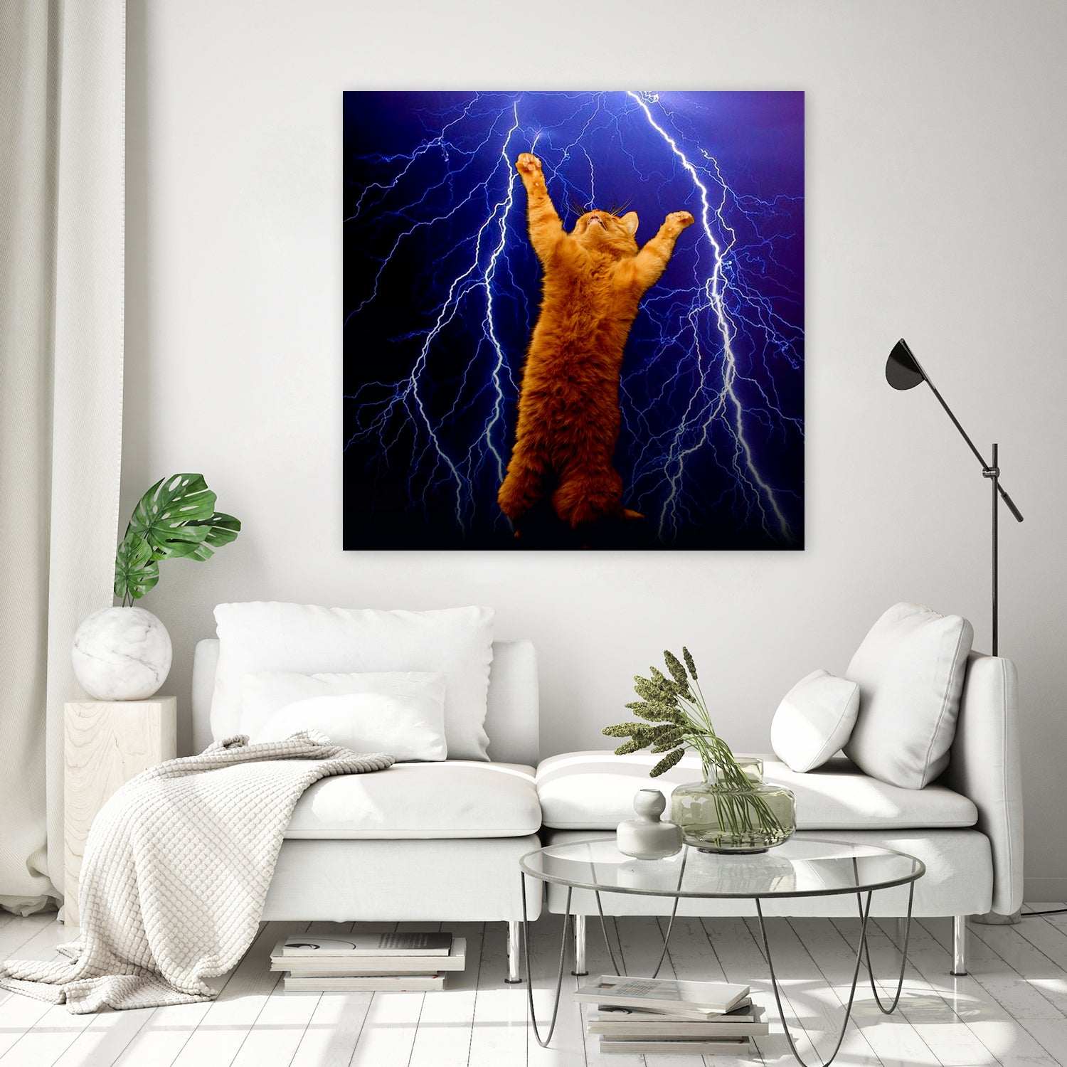 cat Thunders lighting space universe galaxy by Damian Augustyniak on GIANT ART - blue photo manipulation