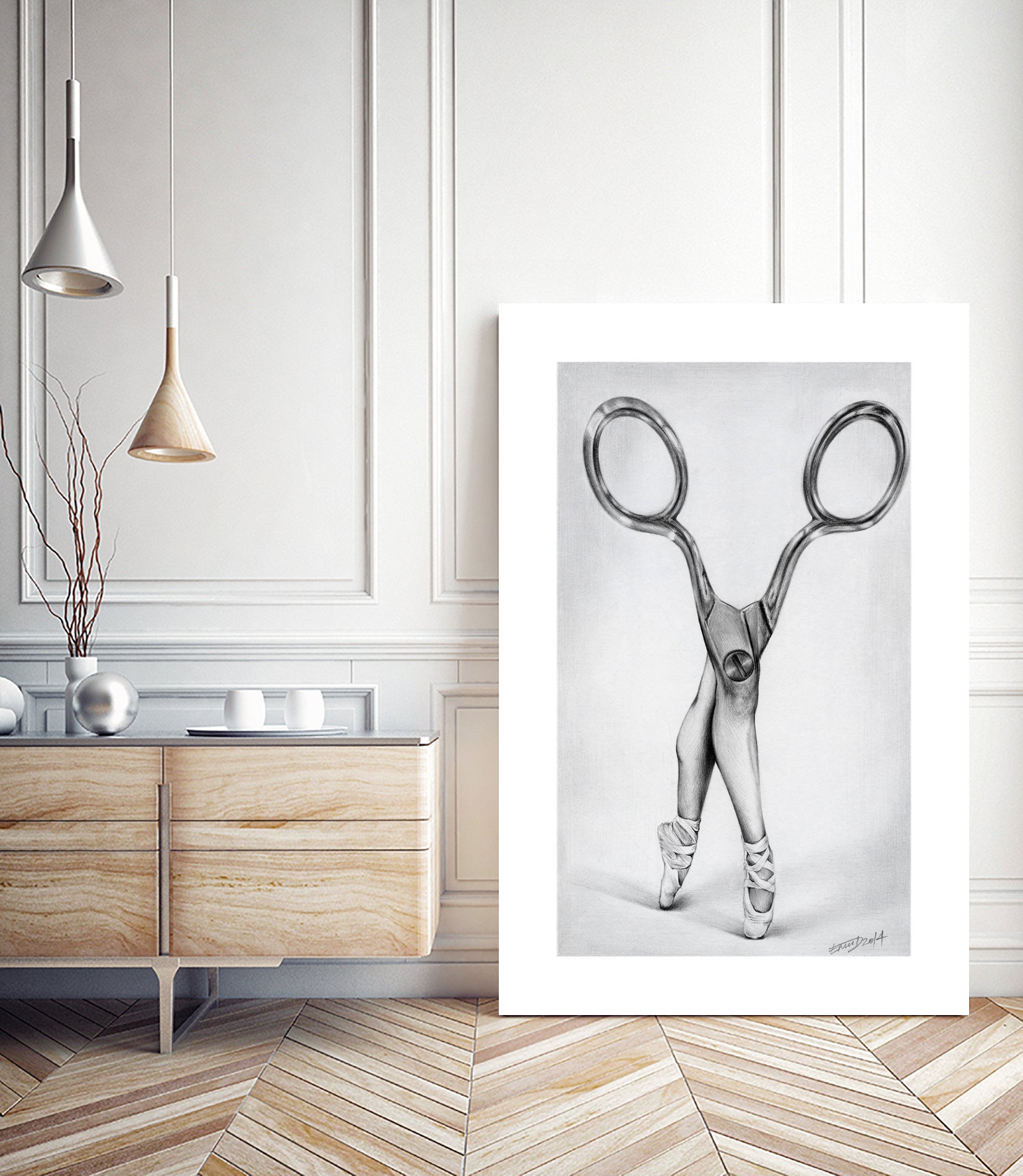 Scissors by Emi Dimitrova on GIANT ART - gray mixed media