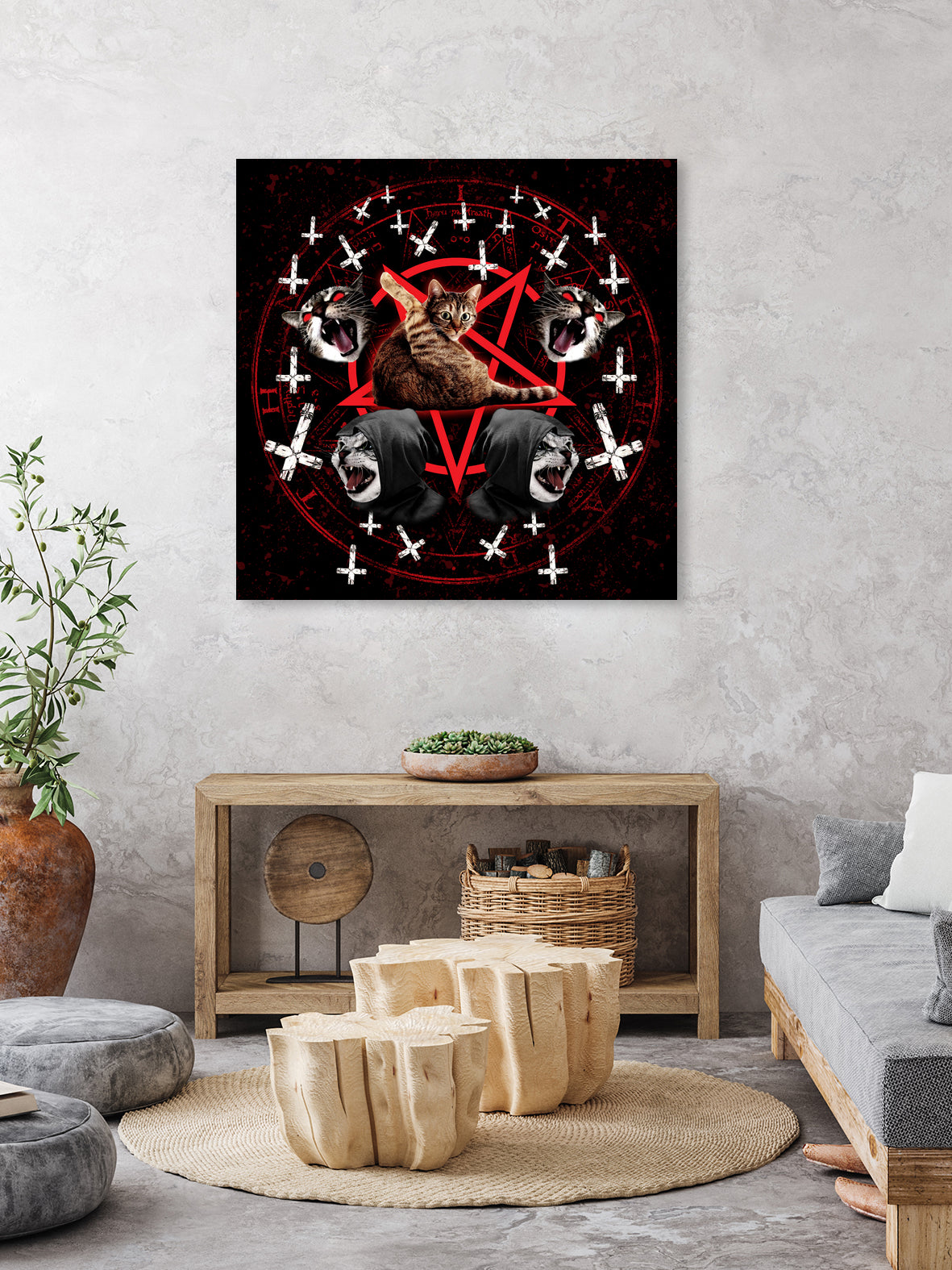 satanic cat pentagram death black metal band exorcist by Damian Augustyniak on GIANT ART - black photo manipulation