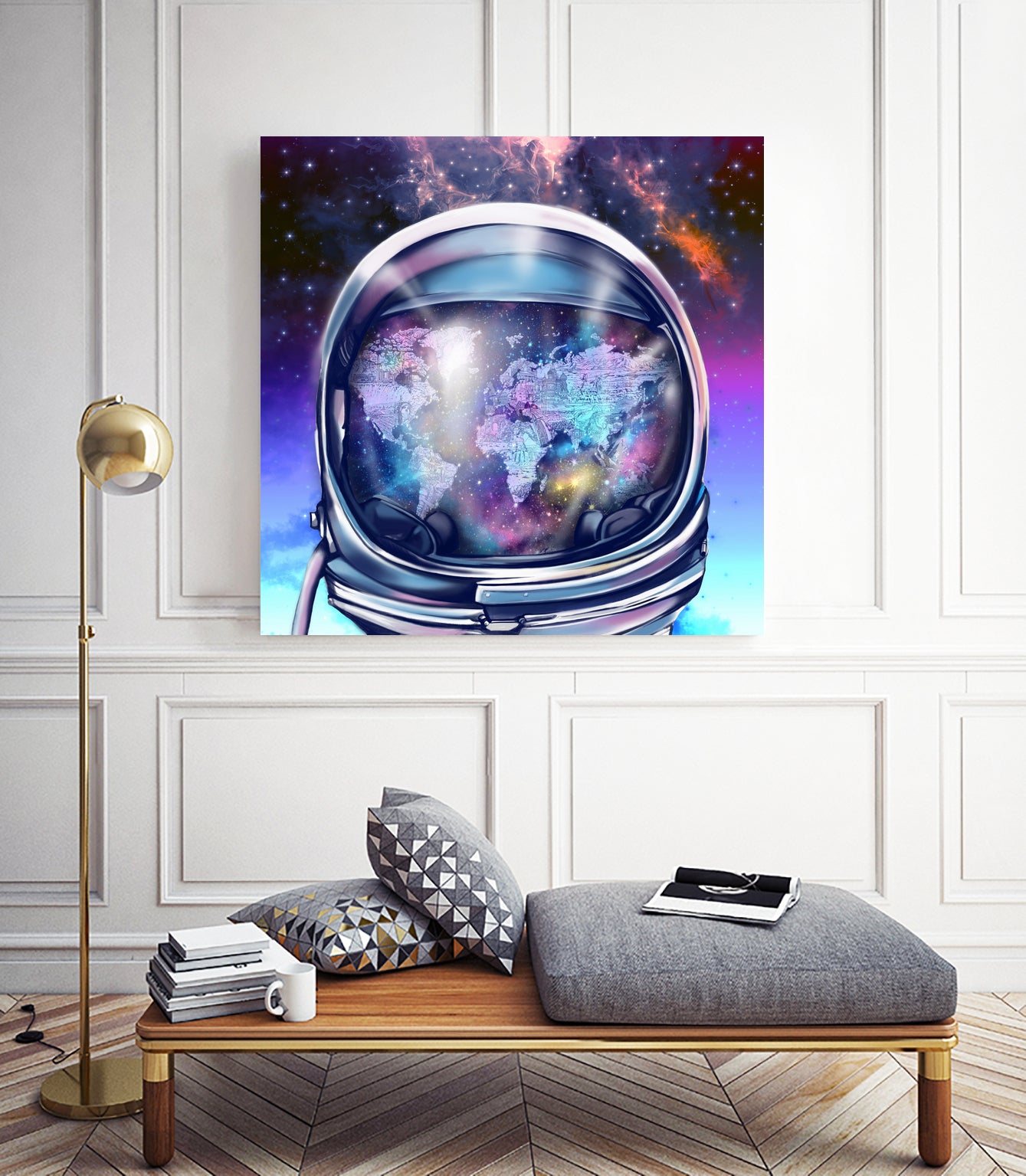 astronaut world map by Bekim Mehovic on GIANT ART - blue digital painting
