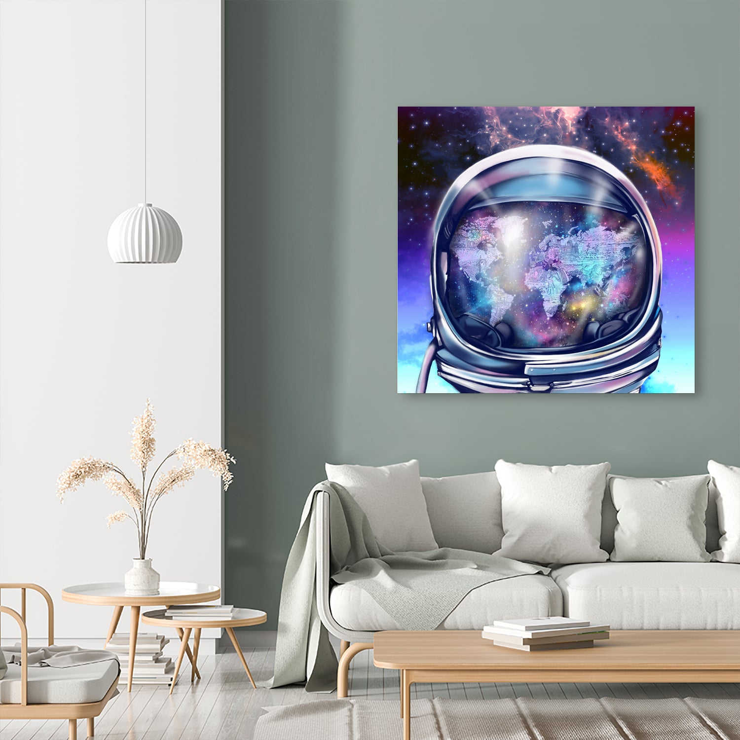 astronaut world map by Bekim Mehovic on GIANT ART - blue digital painting