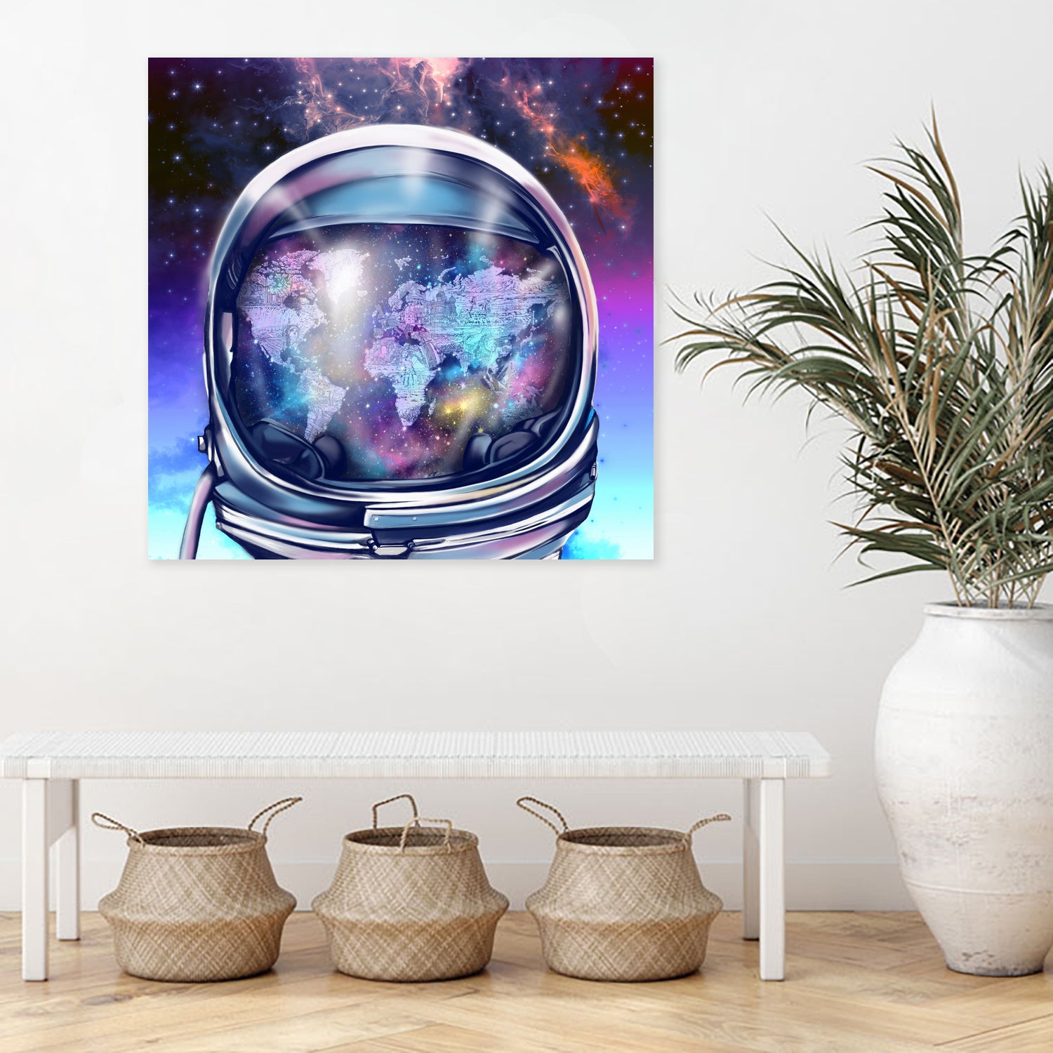 astronaut world map by Bekim Mehovic on GIANT ART - blue digital painting