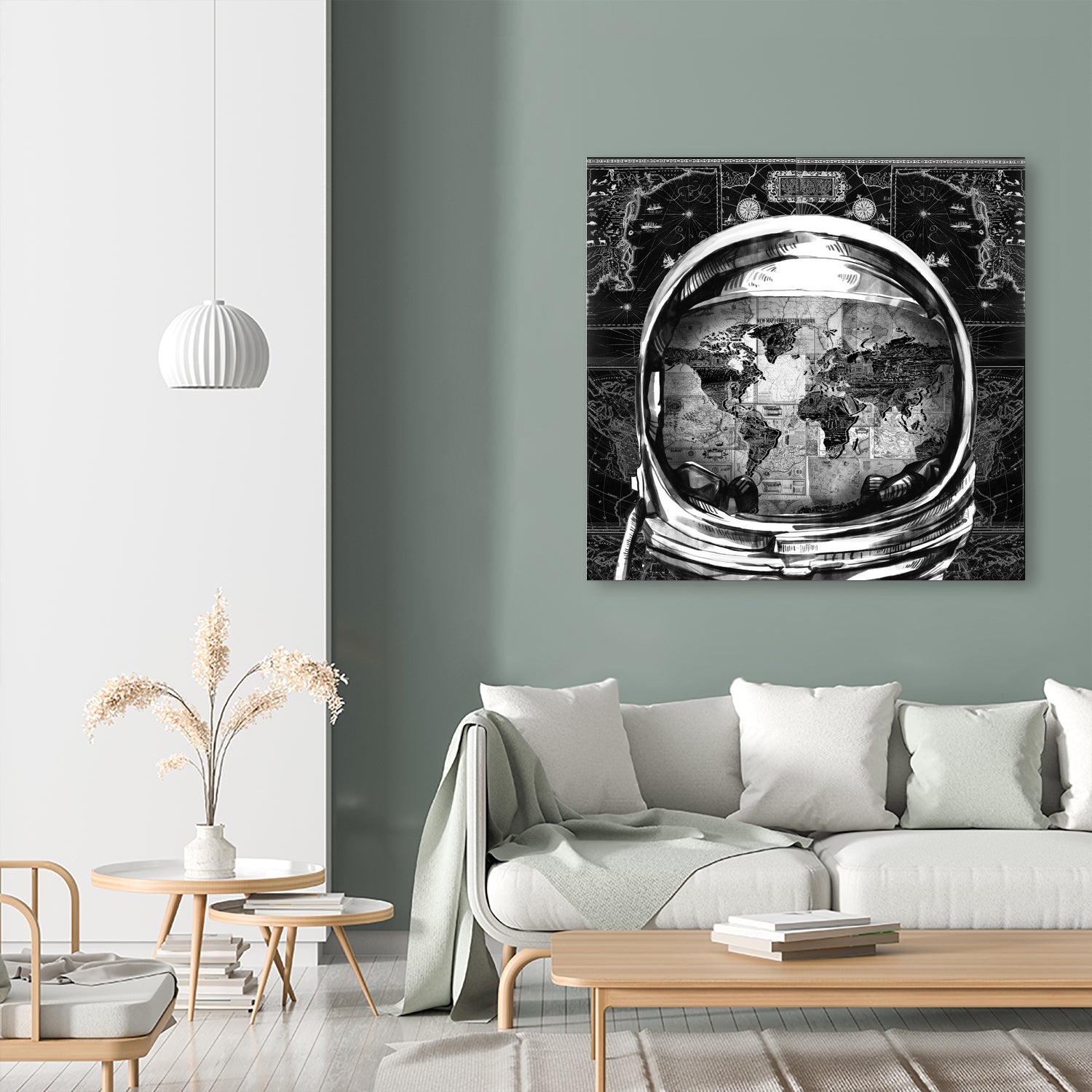 astronaut world map black and white by Bekim Mehovic on GIANT ART - black digital drawing