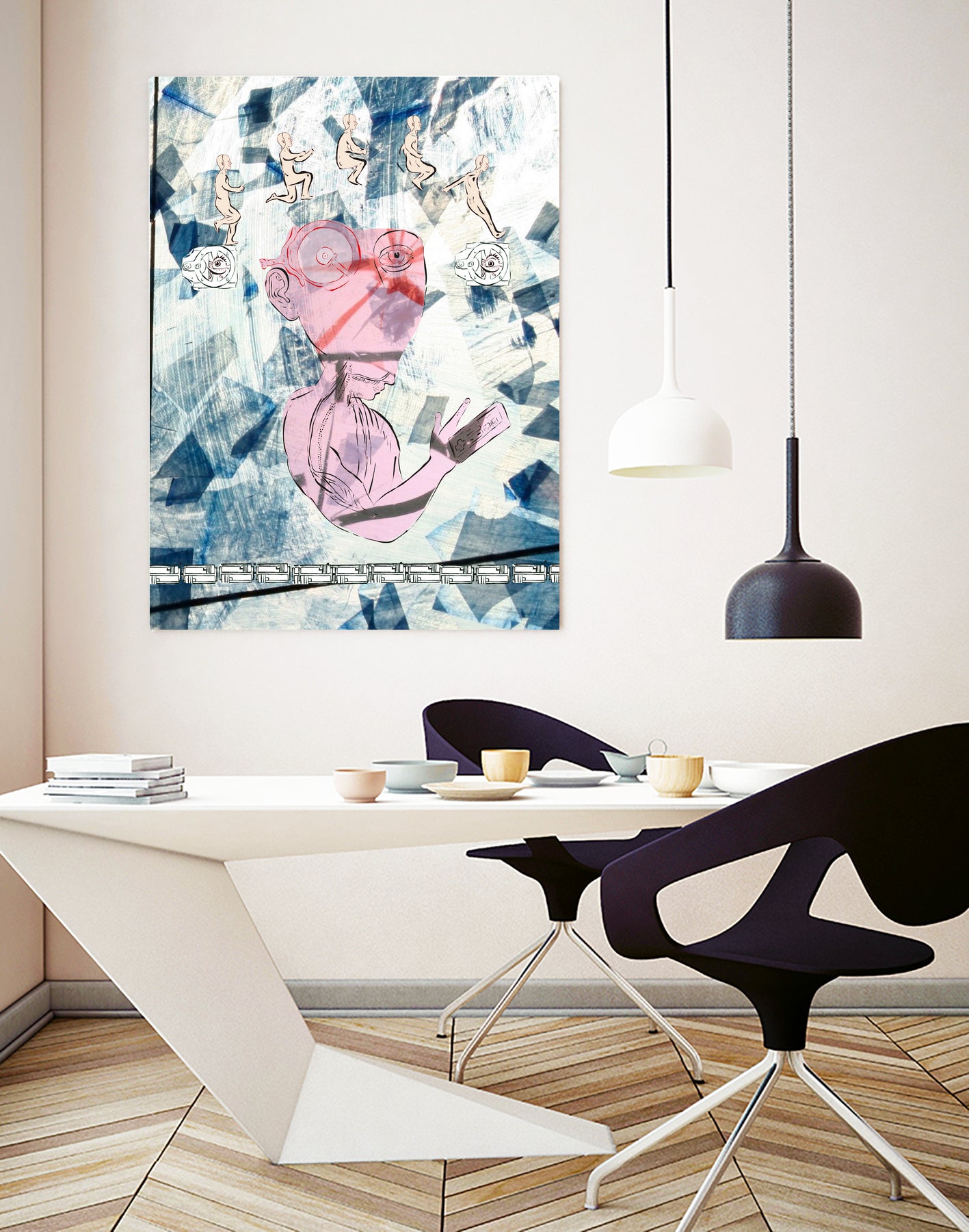 Jump by Stello Bonhomme on GIANT ART - blue mixed media