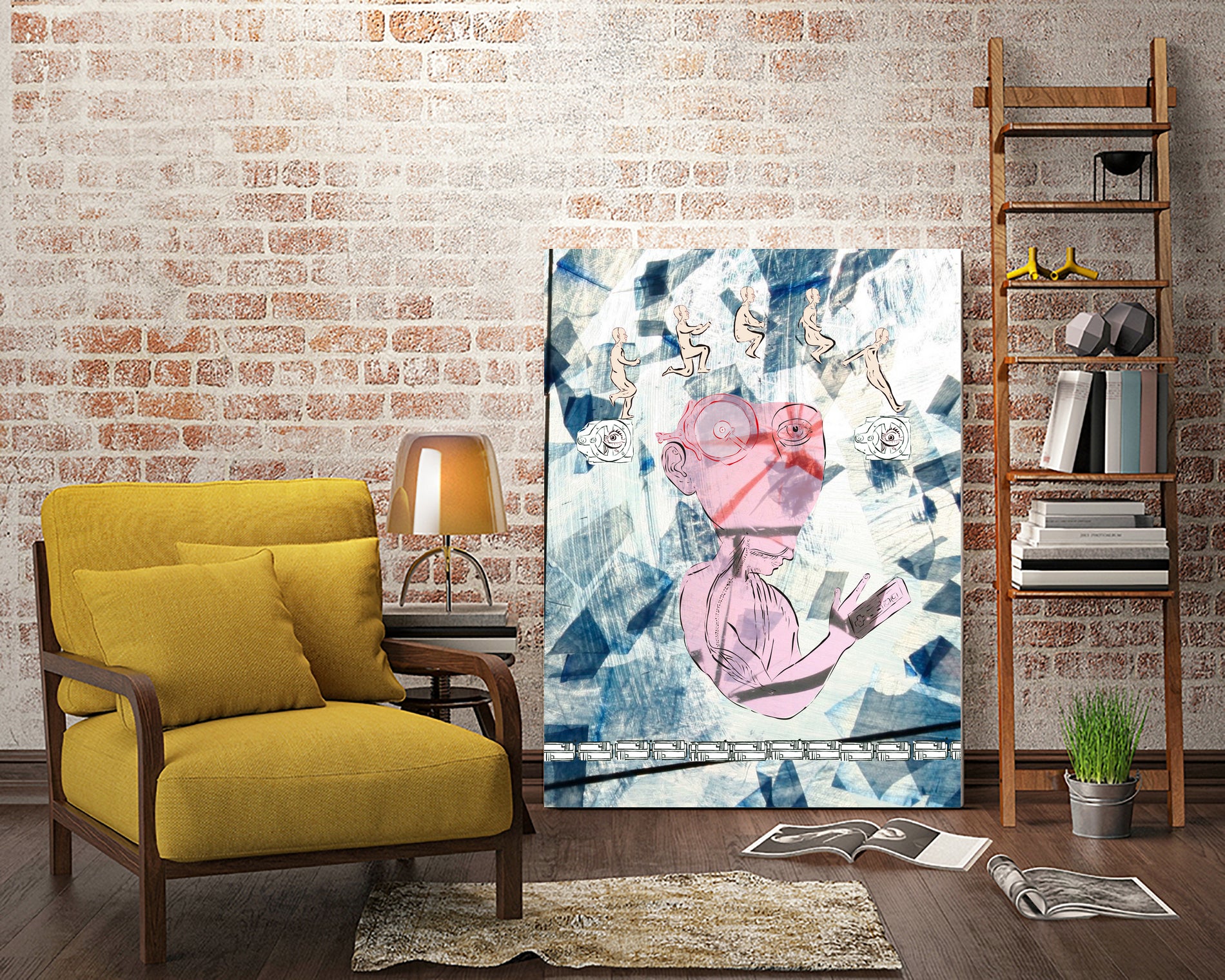 Jump by Stello Bonhomme on GIANT ART - blue mixed media