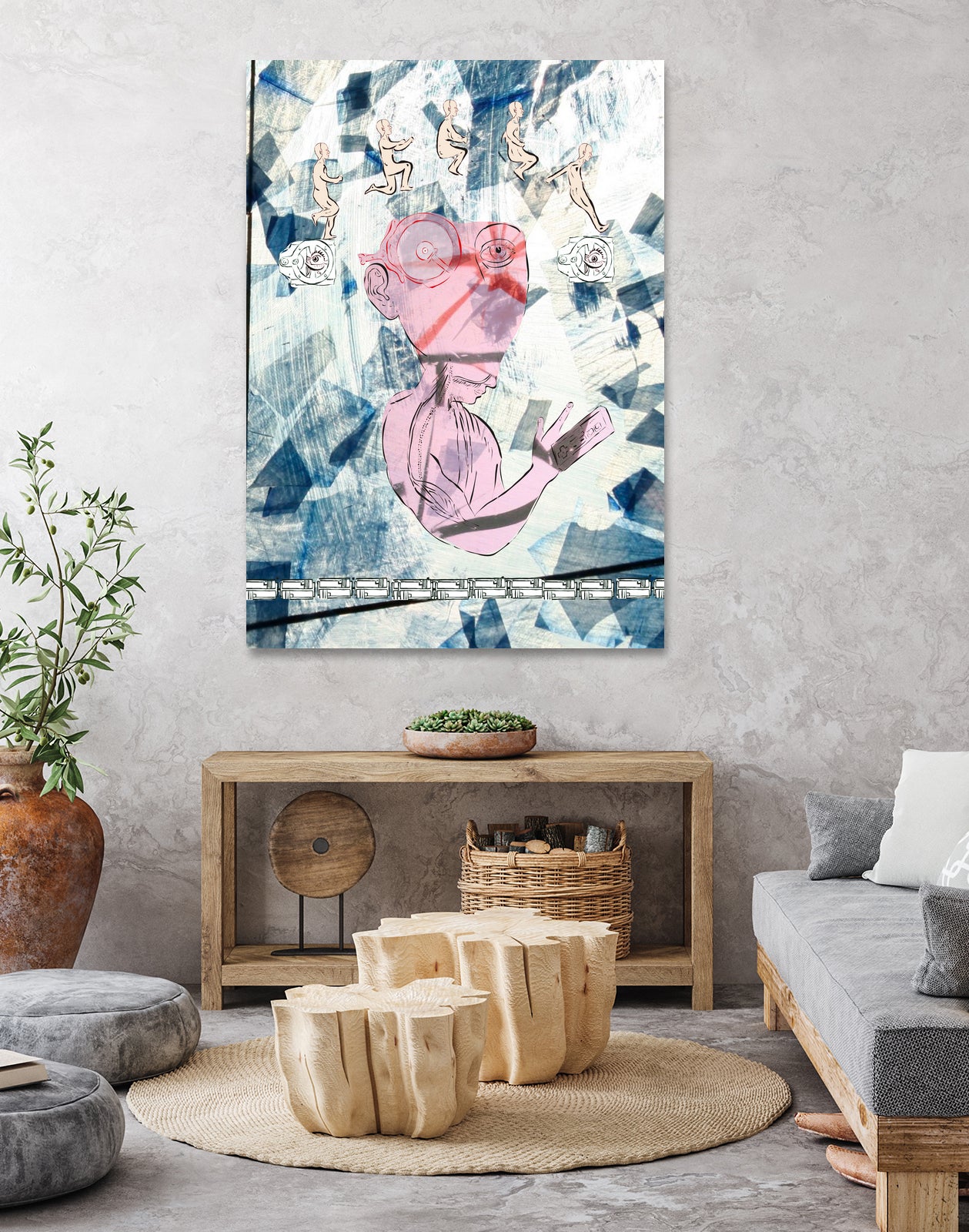 Jump by Stello Bonhomme on GIANT ART - blue mixed media