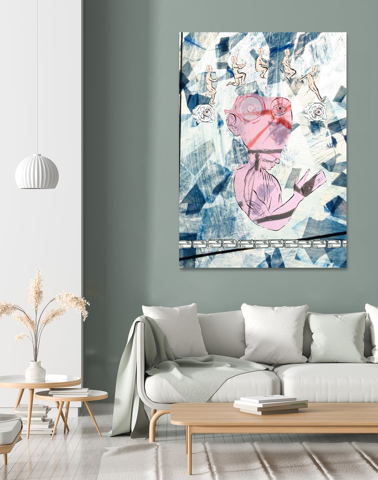 Jump by Stello Bonhomme on GIANT ART - blue mixed media