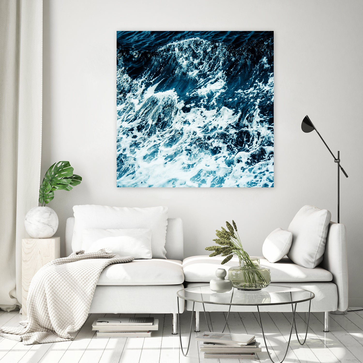 Disobedience - ocean waves painting texture by Neli Dimitrova on GIANT ART - blue digital painting