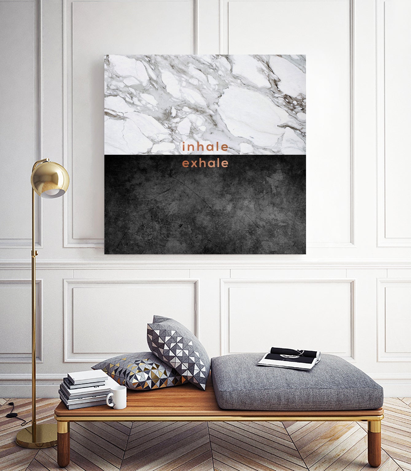 Inhale Exhale Copper by Dana Shek on GIANT ART - white typography