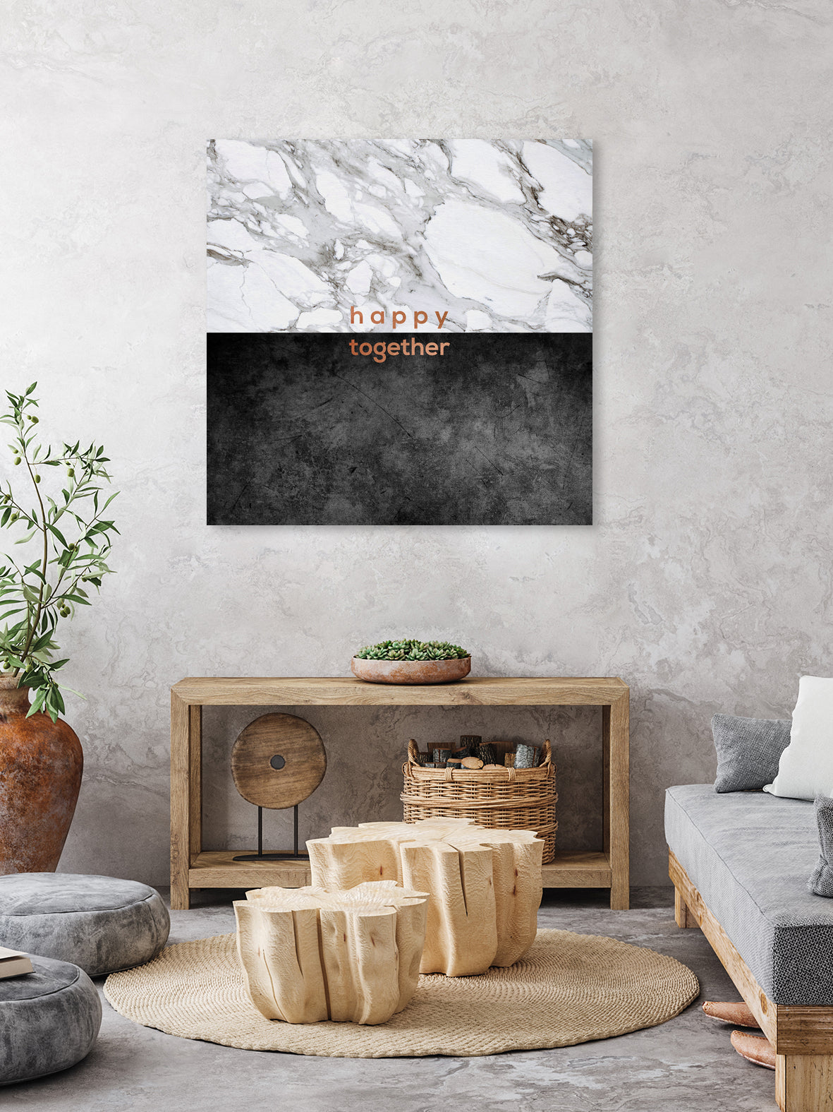 Happy Together Copper by Dana Shek on GIANT ART - white typography