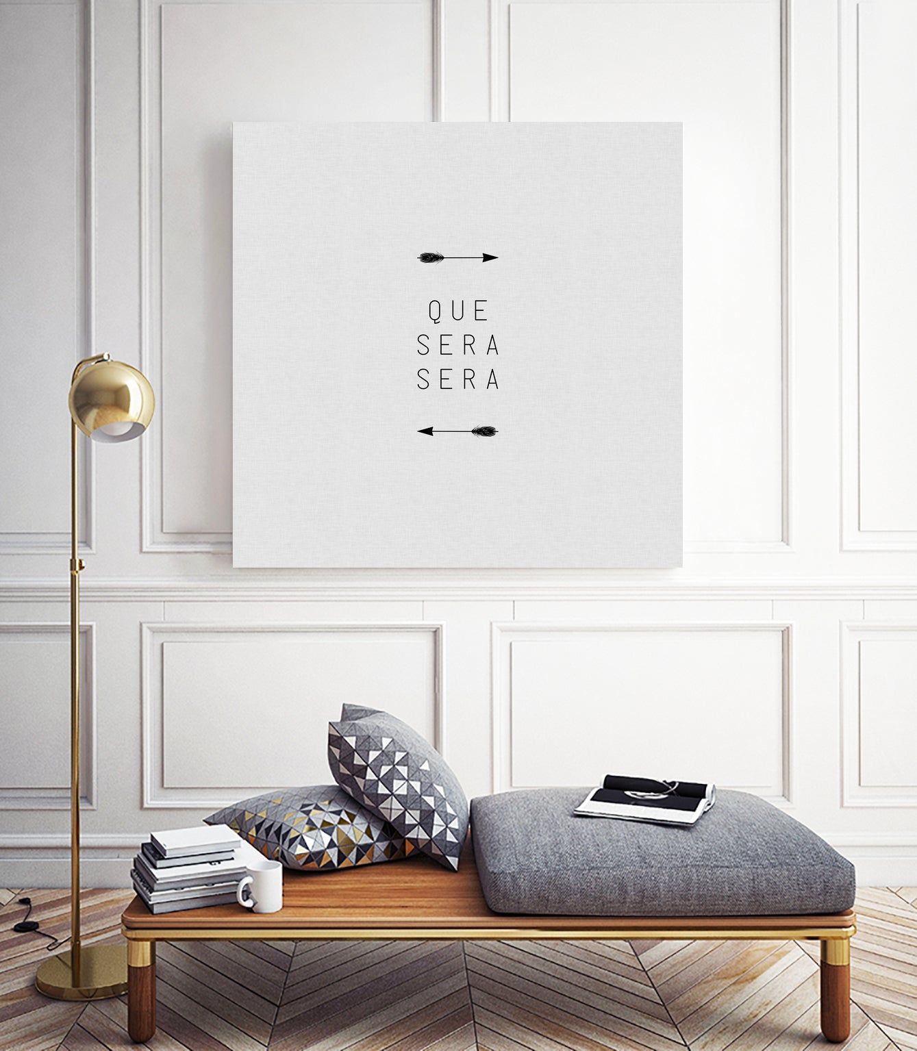 Que Sera Sera Arrow by Dana Shek on GIANT ART - white typography