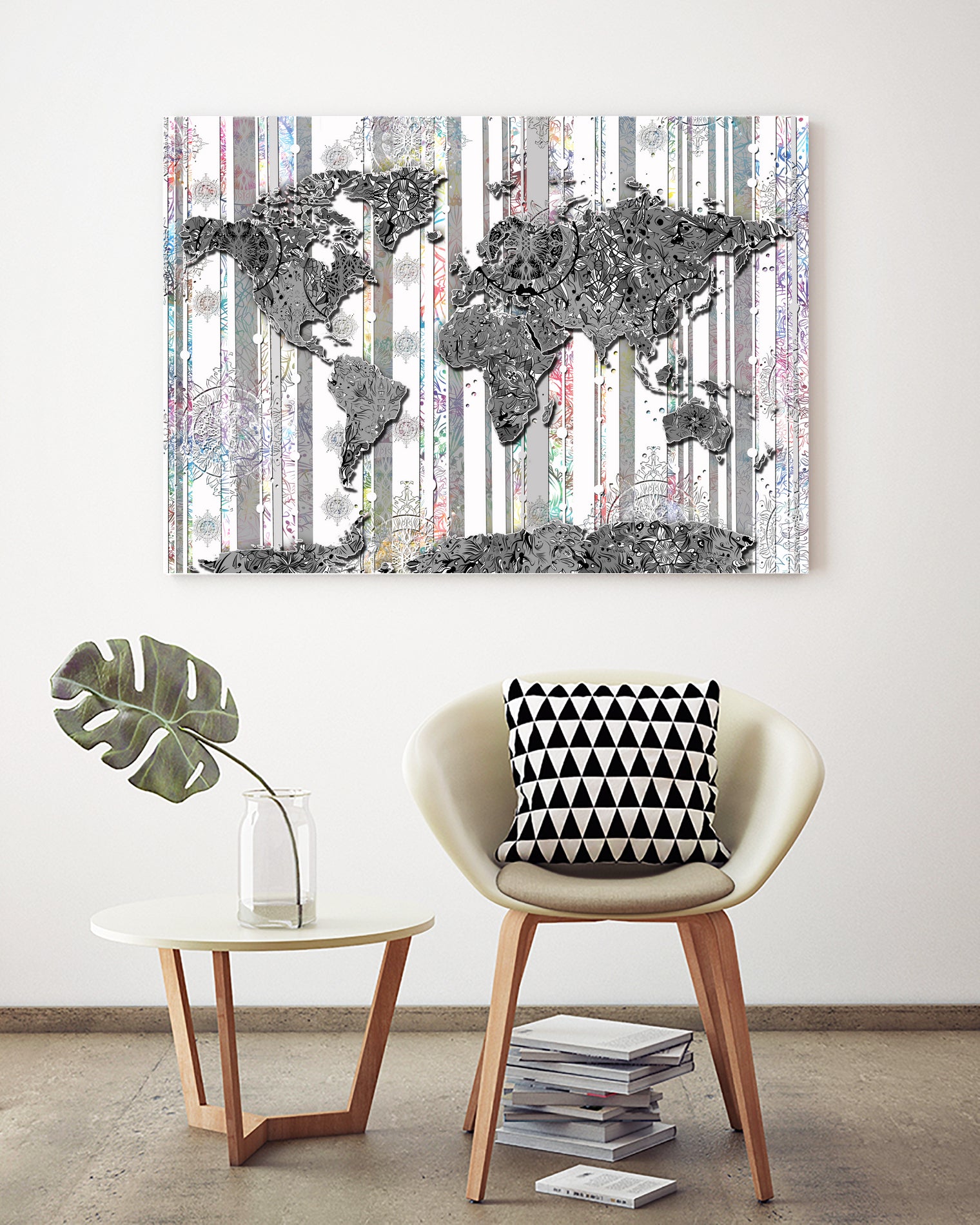 world map mandala grey by Bekim Mehovic on GIANT ART - gray digital painting