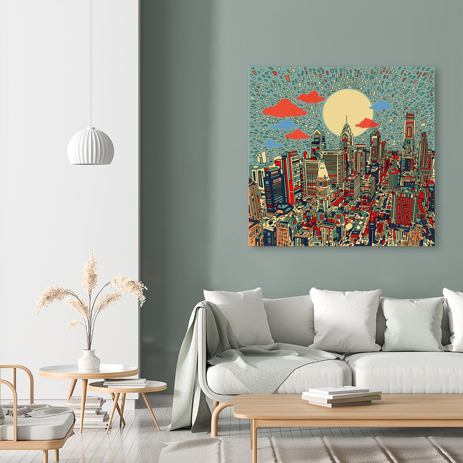 philadelphia cityscape abstract 3 by Bekim Mehovic on GIANT ART - blue digital painting