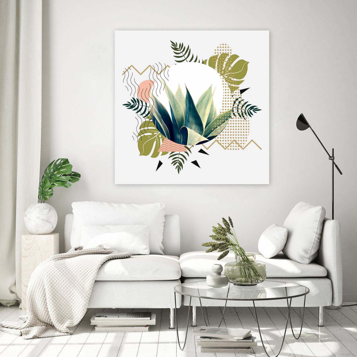 Abstract geometrical and botanical shapes I by mmarta bc on GIANT ART - green digital painting