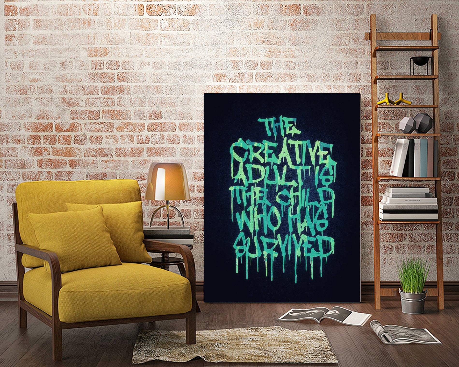 The Creative Adult is the Child Who Has Survived / Typo by Philipp Rietz on GIANT ART - green vector illustration