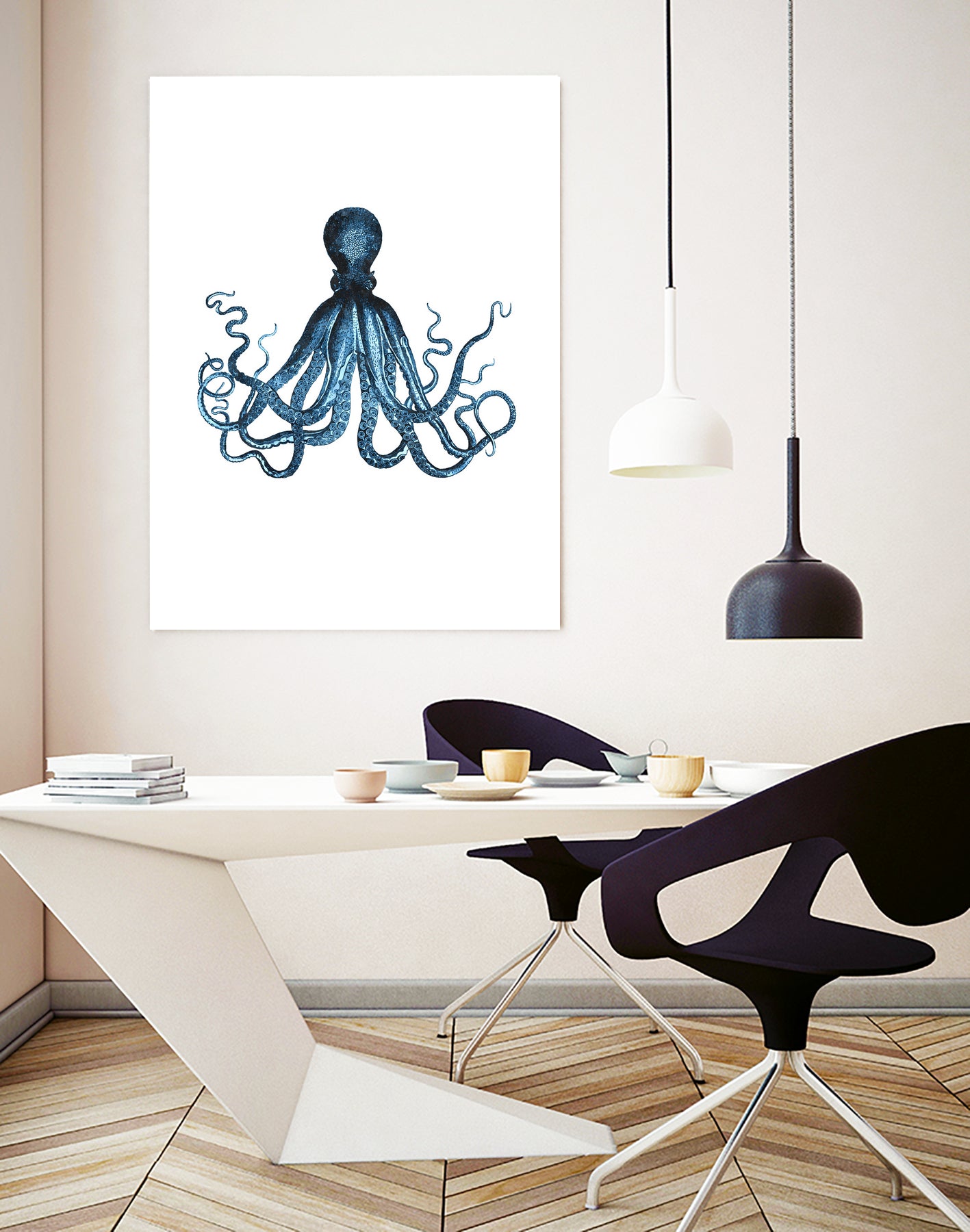 Blue Octopus Illustration by Alessandra Minervini on GIANT ART - blue digital painting