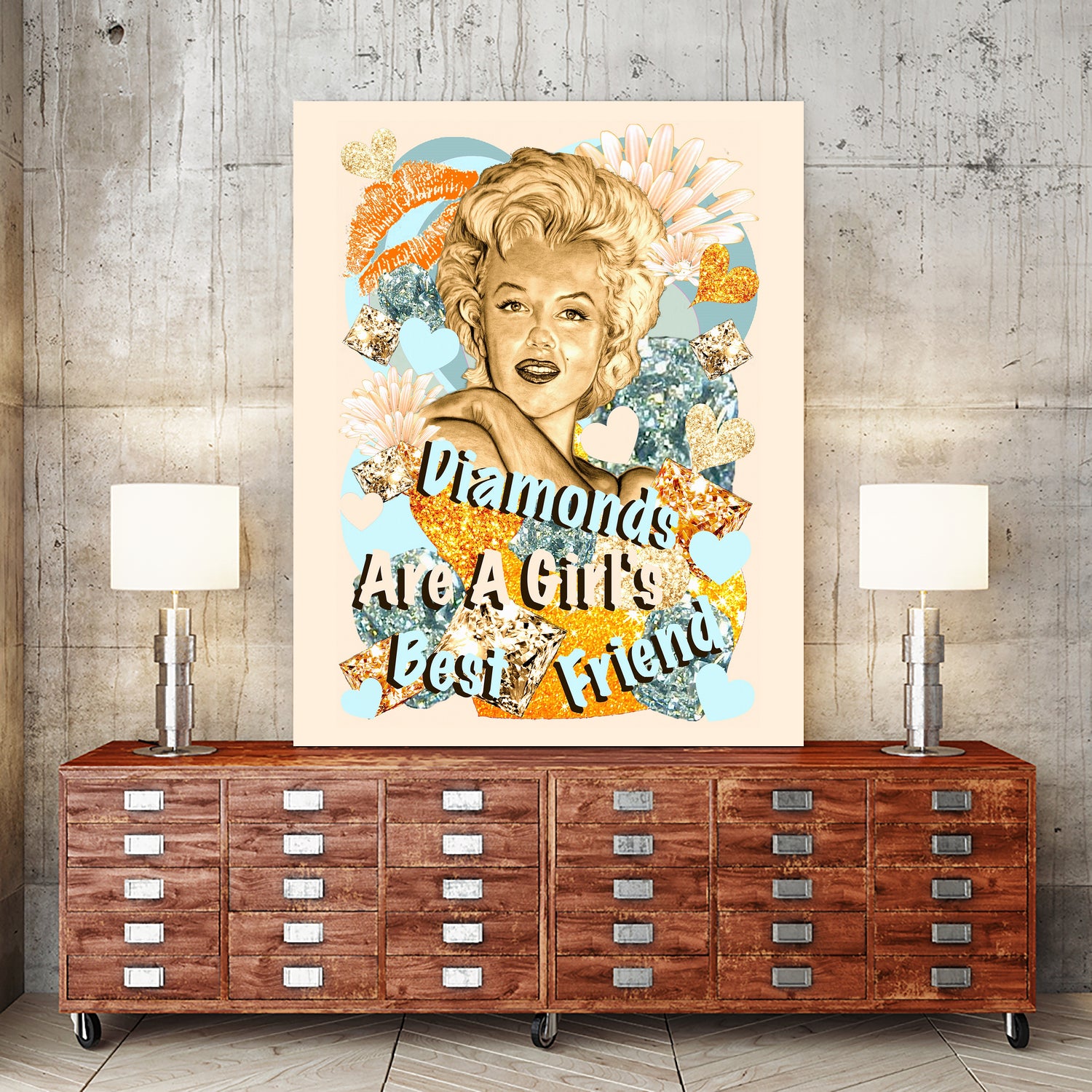 Diamonds Are A Girl's Best Friend by Gitta Gläser on GIANT ART - yellow typography