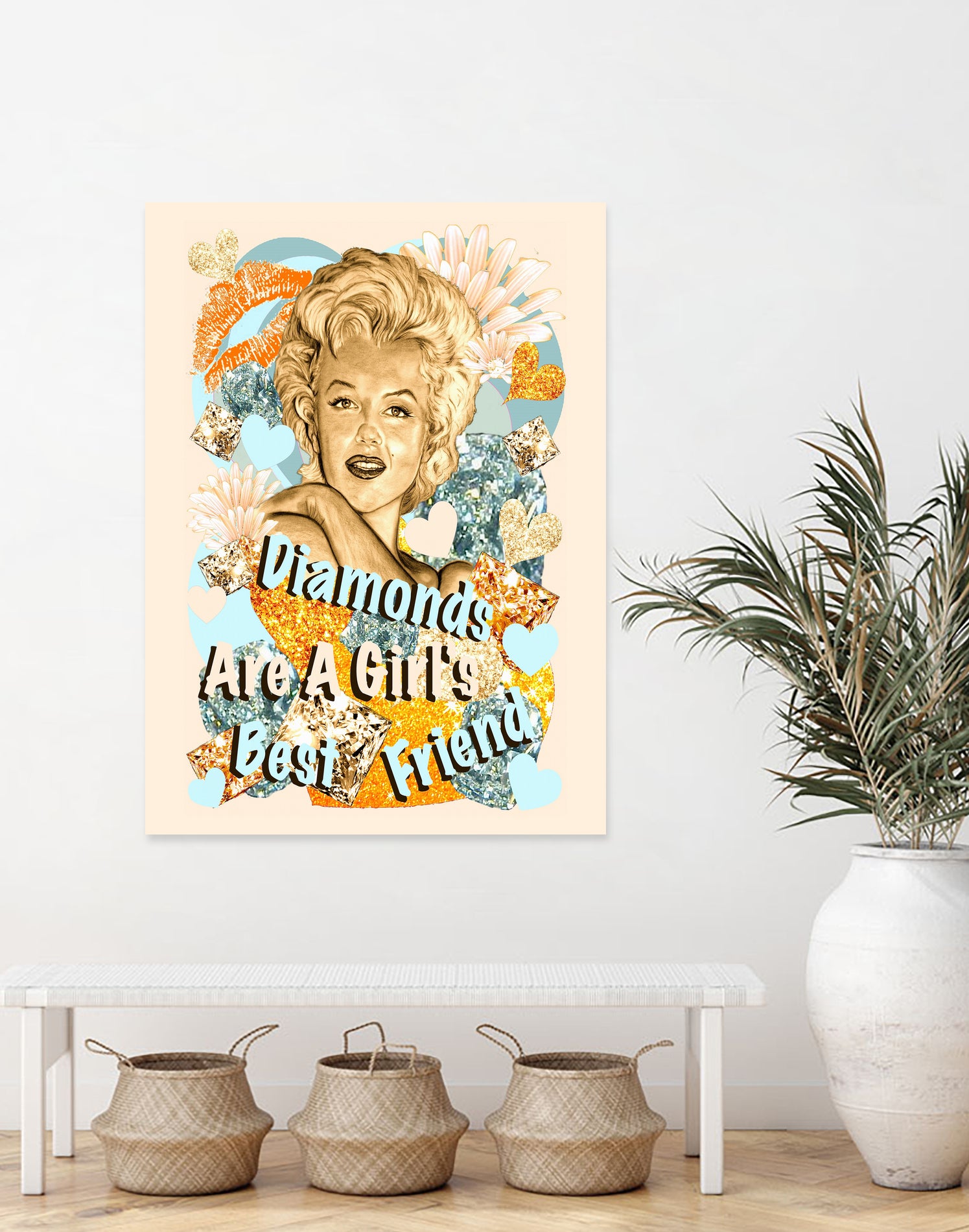 Diamonds Are A Girl's Best Friend by Gitta Gläser on GIANT ART - yellow typography