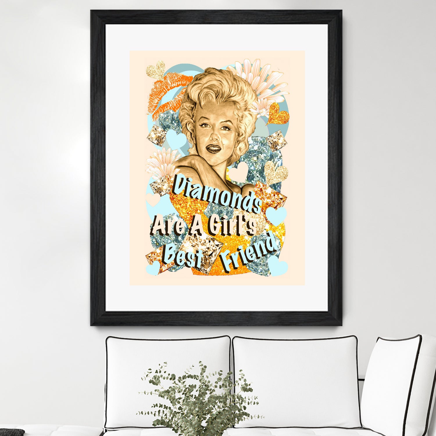 Diamonds Are A Girl's Best Friend by Gitta Gläser on GIANT ART - yellow typography