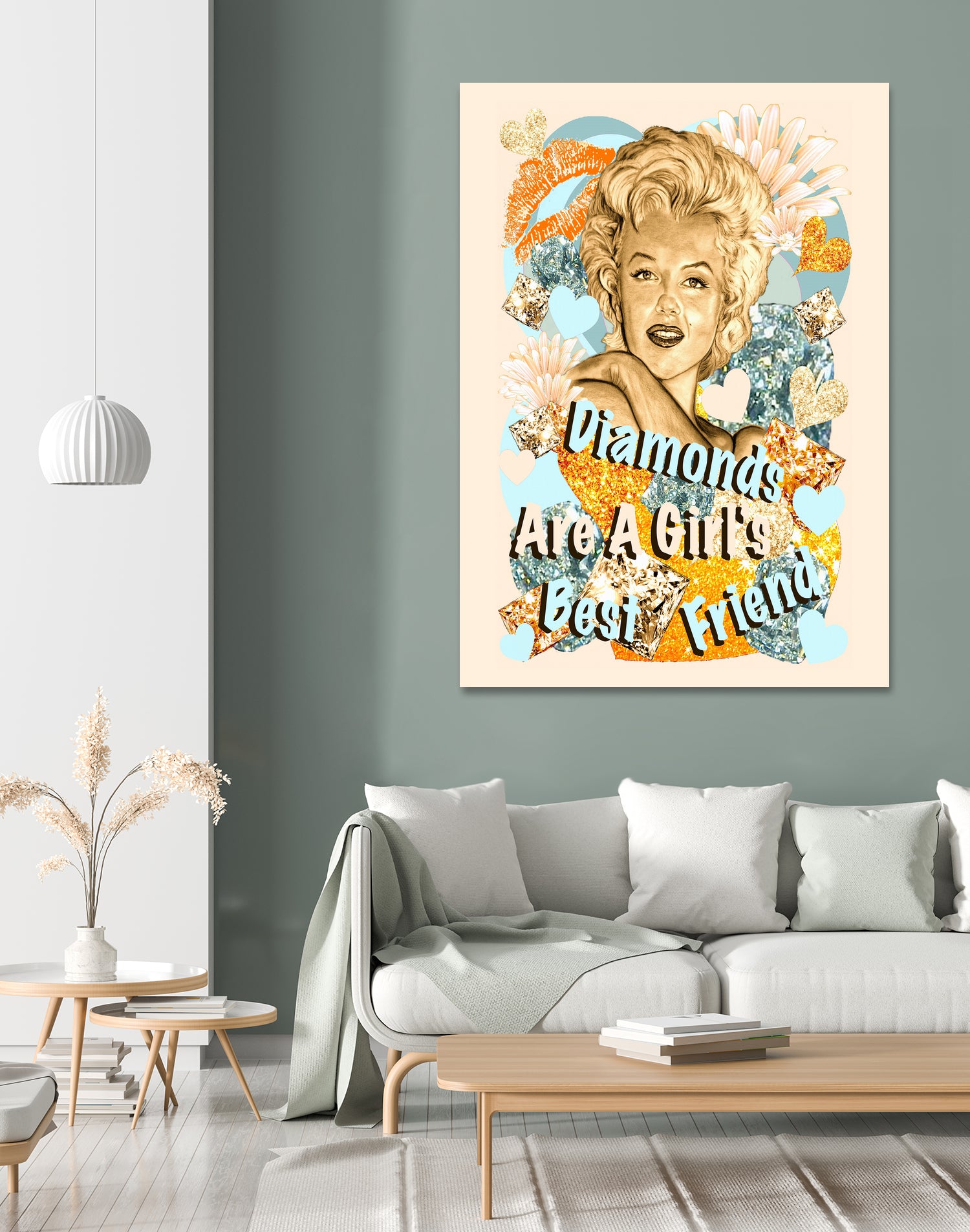 Diamonds Are A Girl's Best Friend by Gitta Gläser on GIANT ART - yellow typography