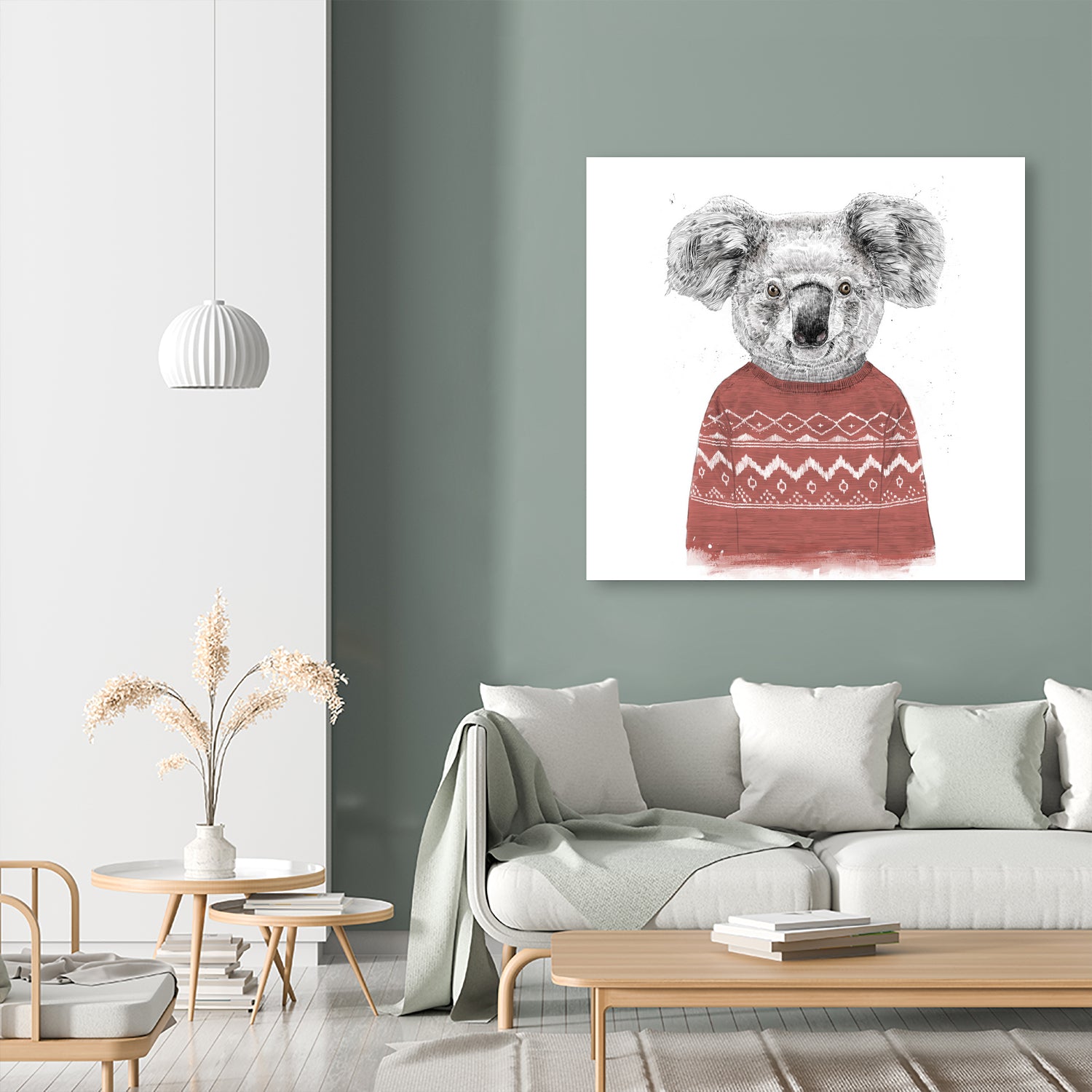 Winter koala (red) by Solti Balázs on GIANT ART - white digital drawing