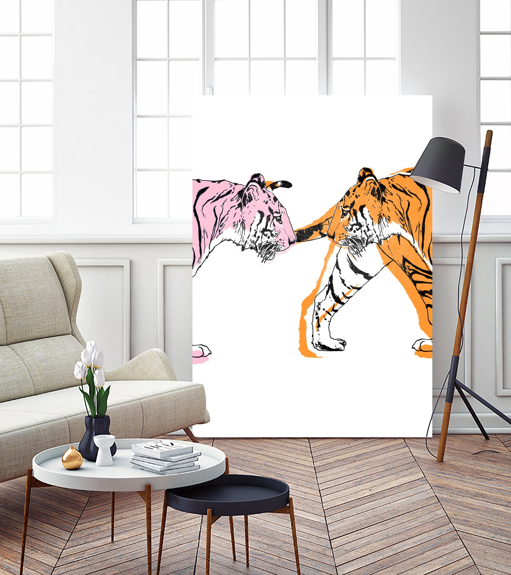 TIGER LOVE by VICTOR ABARCA on GIANT ART - pink digital painting
