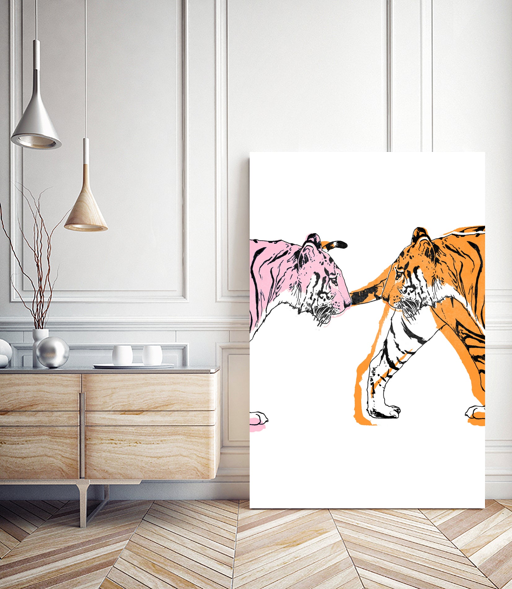 TIGER LOVE by VICTOR ABARCA on GIANT ART - pink digital painting