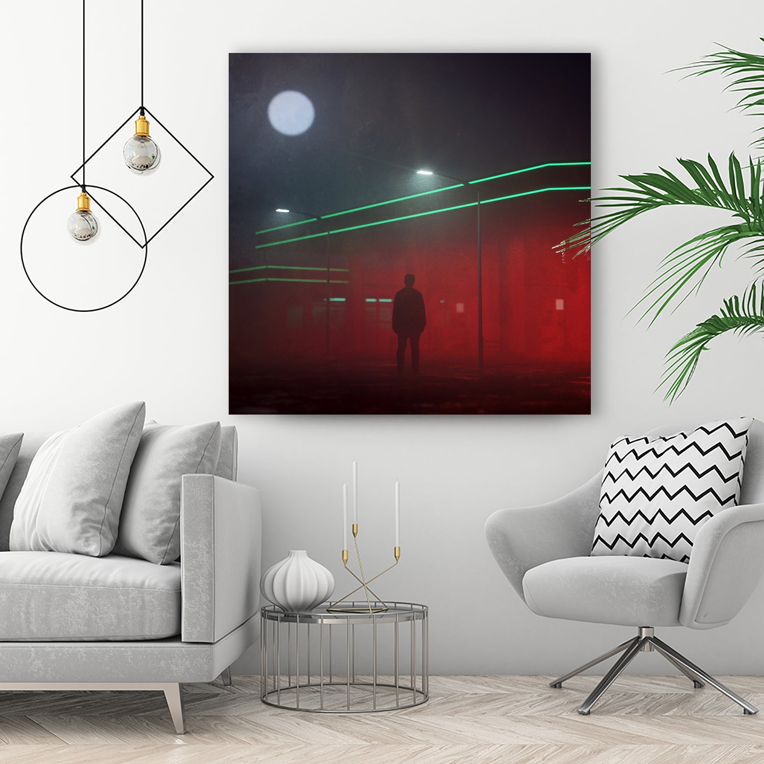 Gas Station Fog by Nick Kempton on GIANT ART - red digital painting