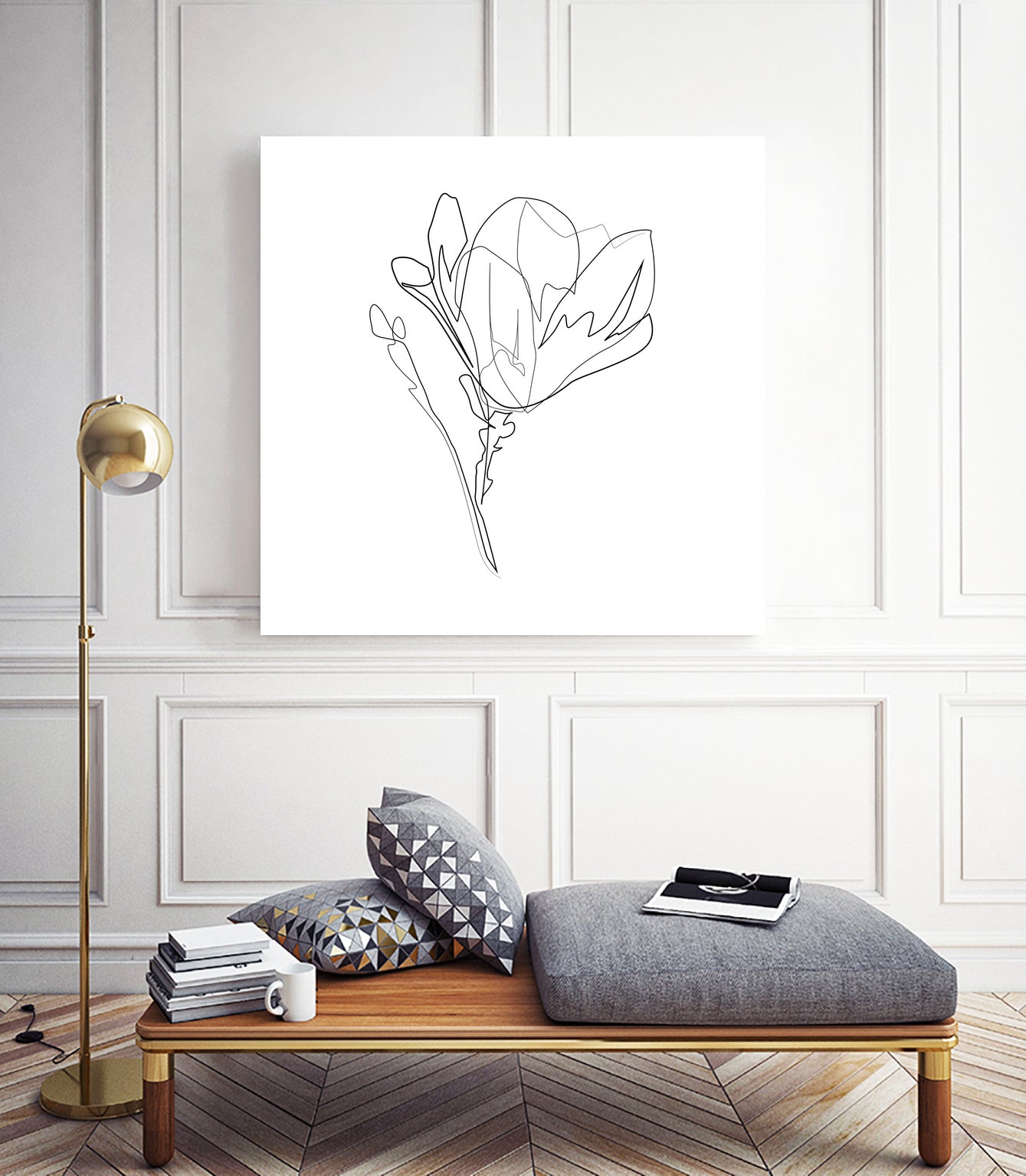 Magnolia Flower Print #4 by Parinta Sofia Stefanopoulou on GIANT ART - white digital drawing