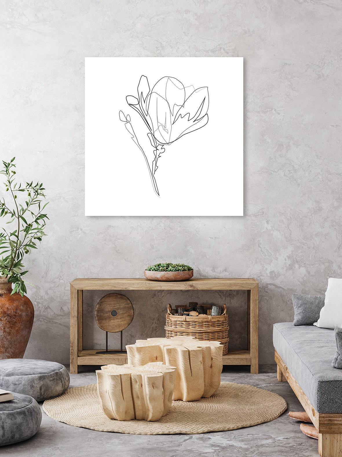 Magnolia Flower Print #4 by Parinta Sofia Stefanopoulou on GIANT ART - white digital drawing