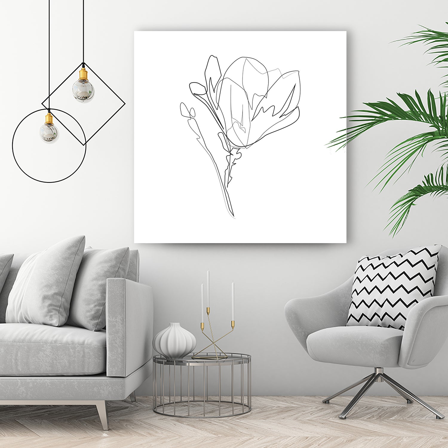 Magnolia Flower Print #4 by Parinta Sofia Stefanopoulou on GIANT ART - white digital drawing