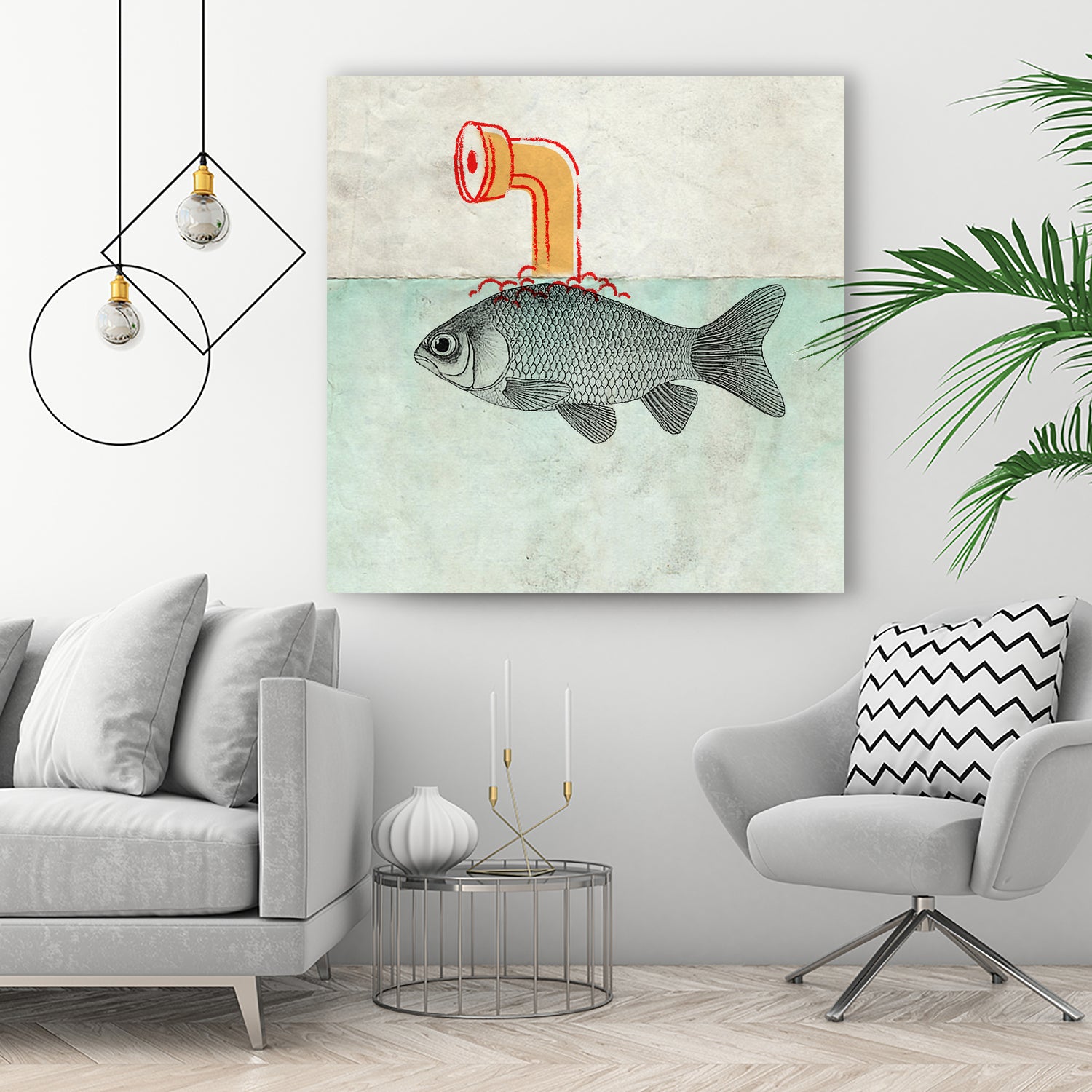 Periscope goldfish by Vin Zzep on GIANT ART - white digital painting