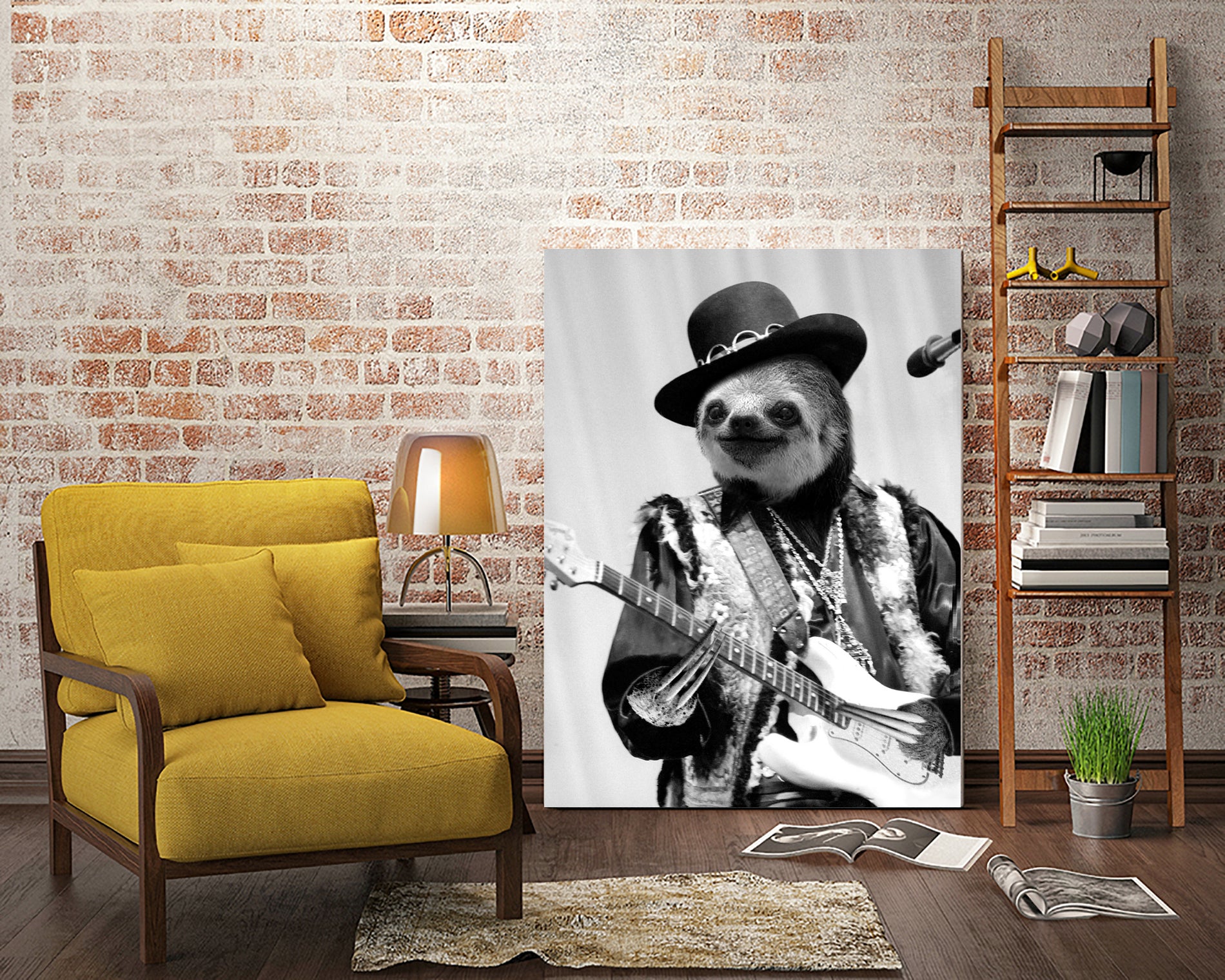 Rockstar Sloth #2 by Luigi Tarini on GIANT ART - gray photo manipulation