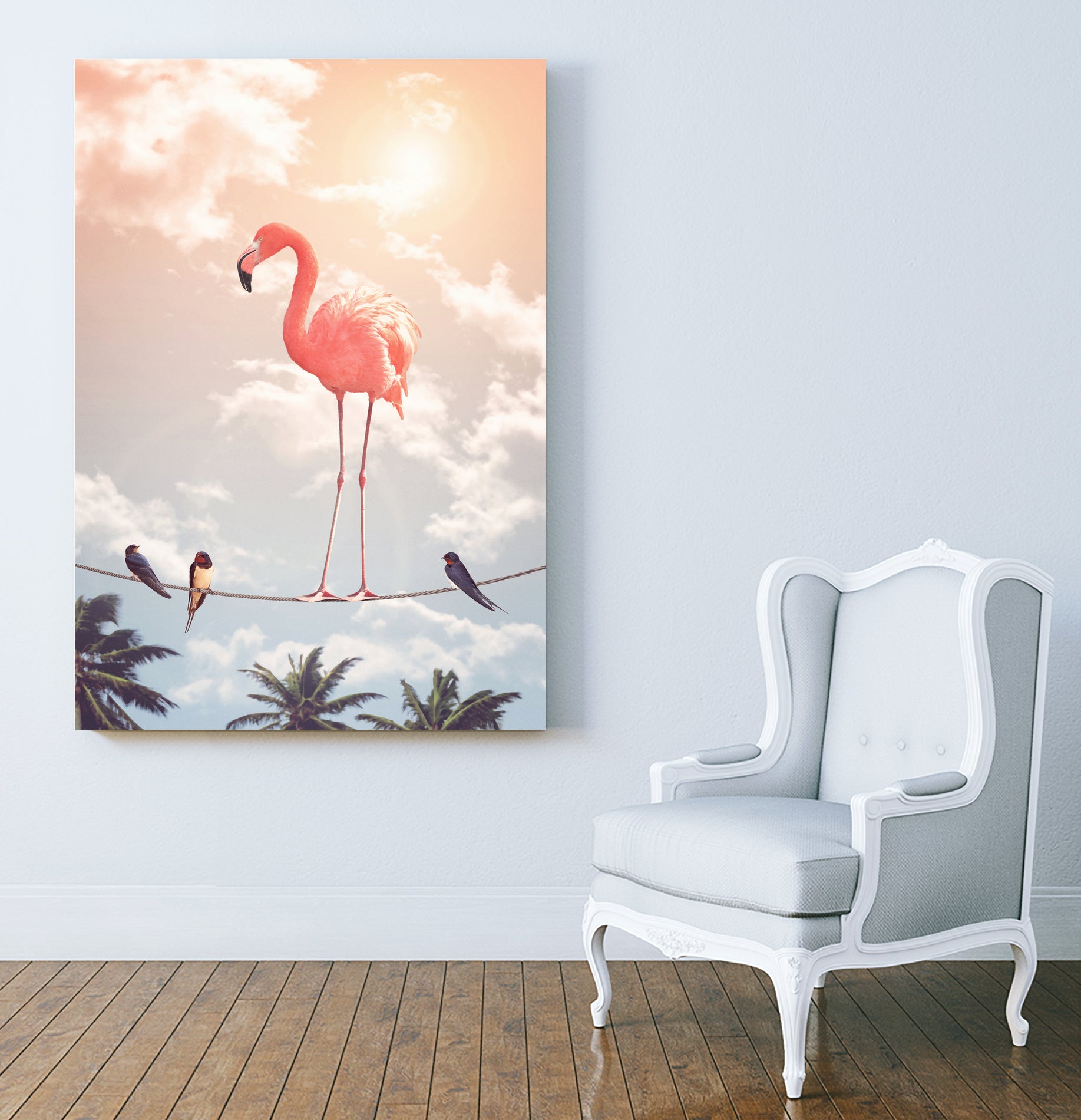 FLAMINGO & FRIENDS by Jonas Loose on GIANT ART - yellow photo manipulation