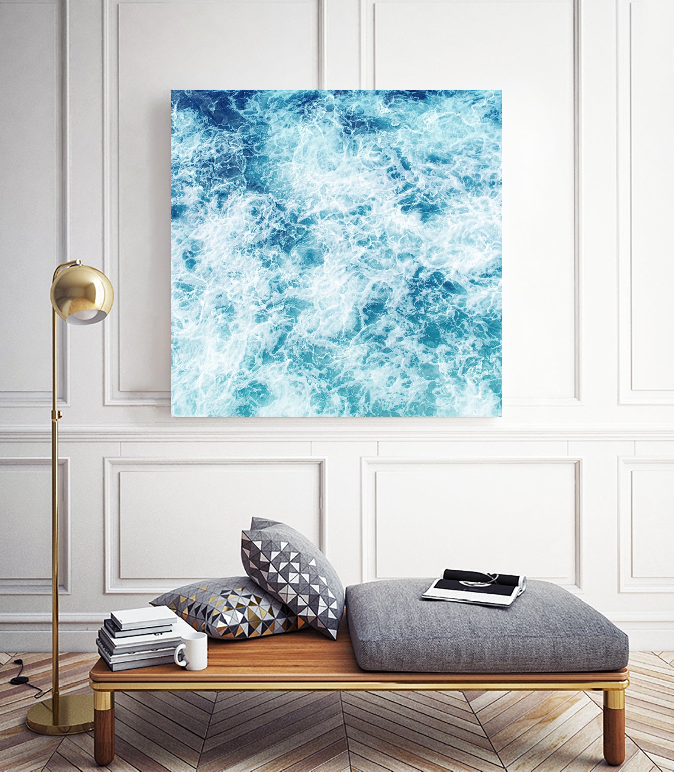 Sea ocean waves blue white by Julia Zayceva on GIANT ART - blue mixed media