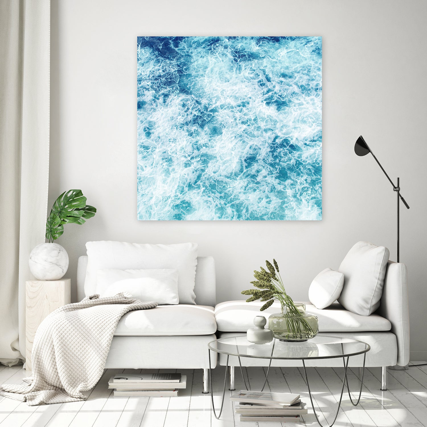 Sea ocean waves blue white by Julia Zayceva on GIANT ART - blue mixed media