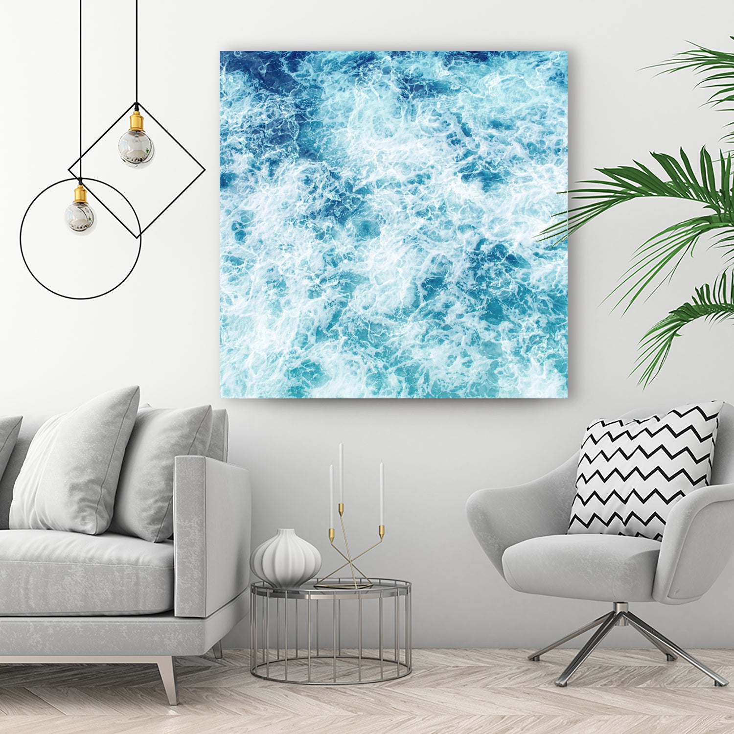 Sea ocean waves blue white by Julia Zayceva on GIANT ART - blue mixed media