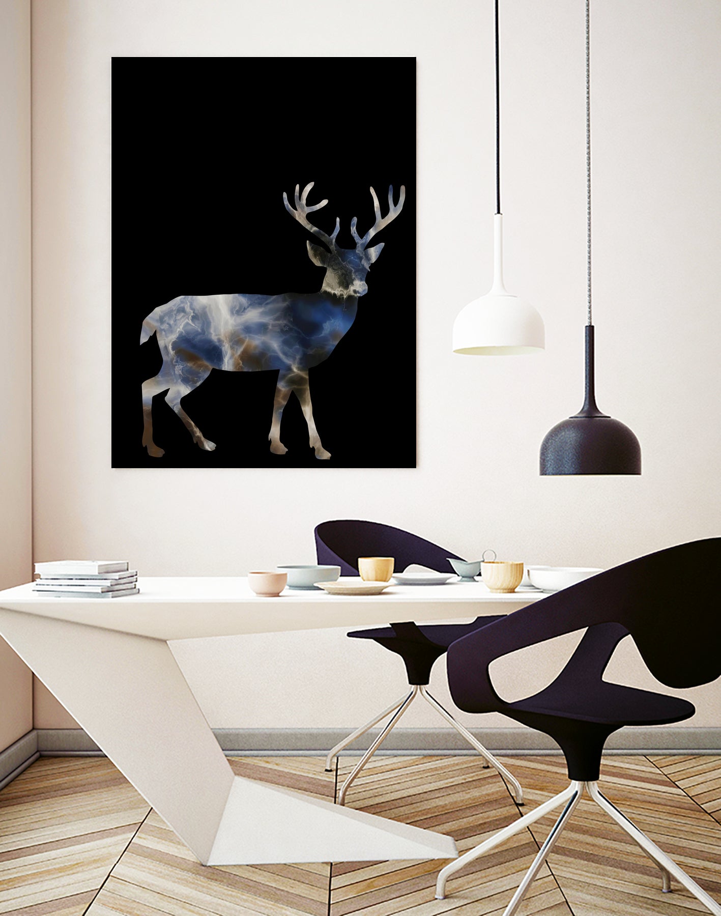Marble Deer by Gamze Genc Celik on GIANT ART - blue vector illustration