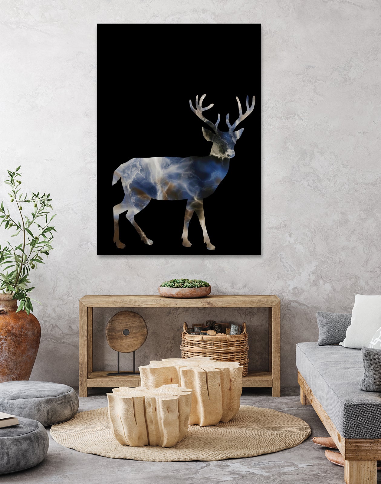 Marble Deer by Gamze Genc Celik on GIANT ART - blue vector illustration