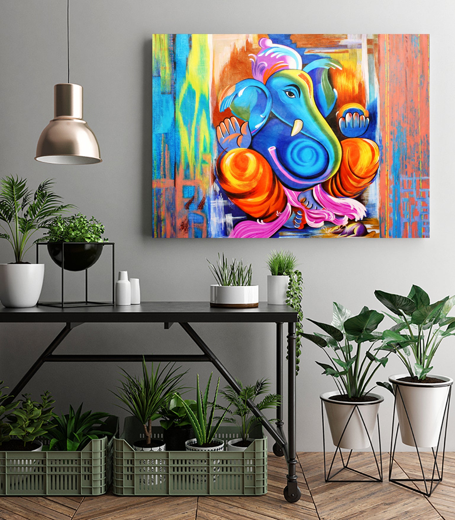 Ganesh Abstract by Rupa Prakash on GIANT ART - blue 3d art