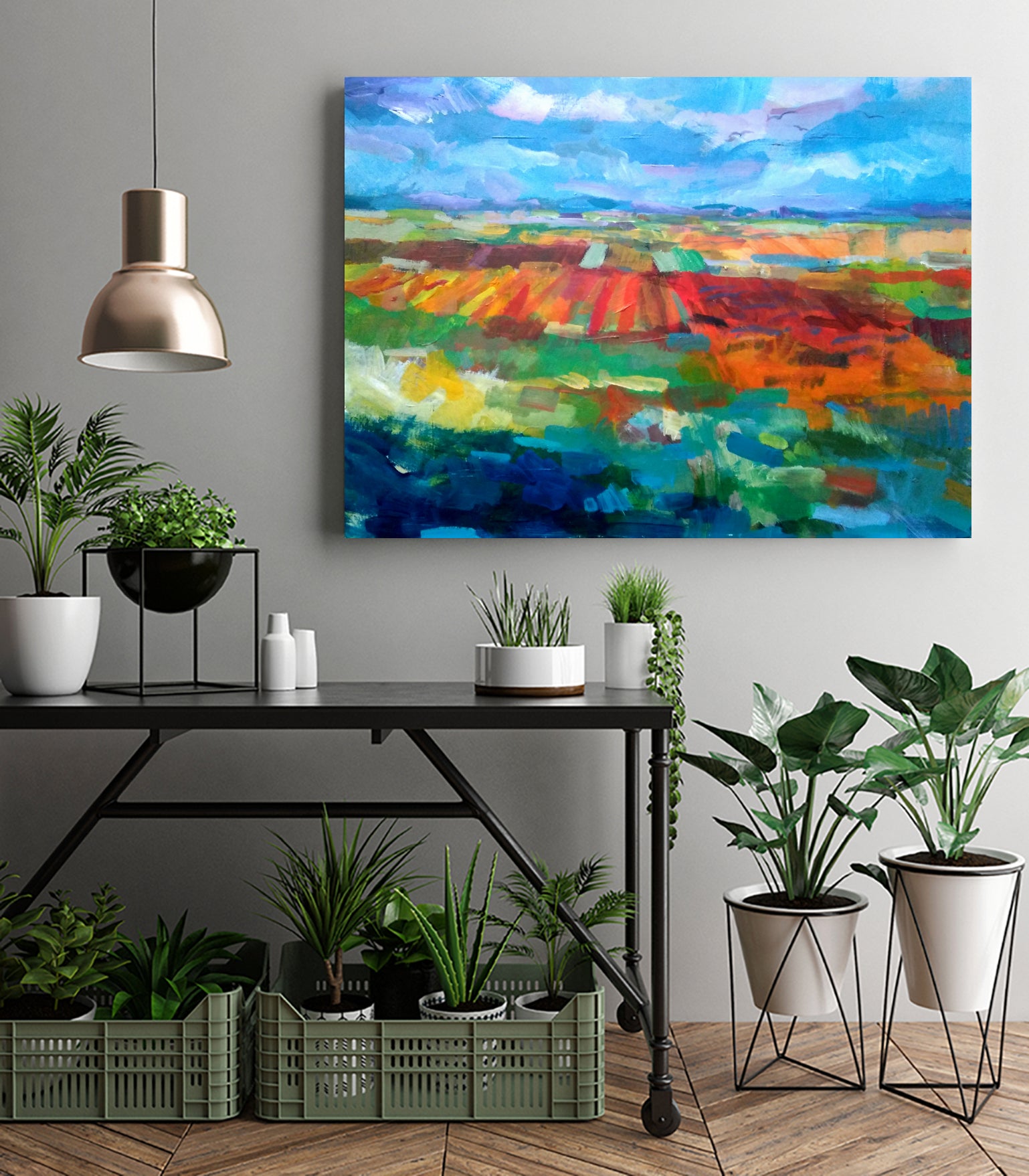Fields by Aleksandar Stankovic on GIANT ART - orange mixed media