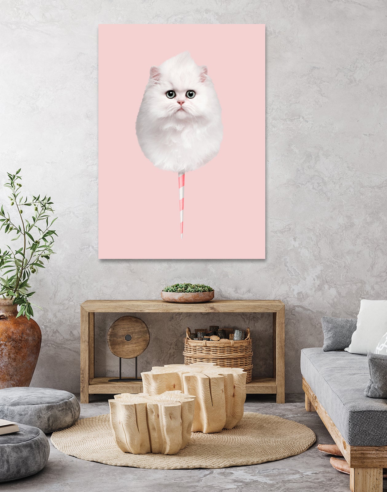 COTTON CANDY CAT by Jonas Loose on GIANT ART - pink photo manipulation