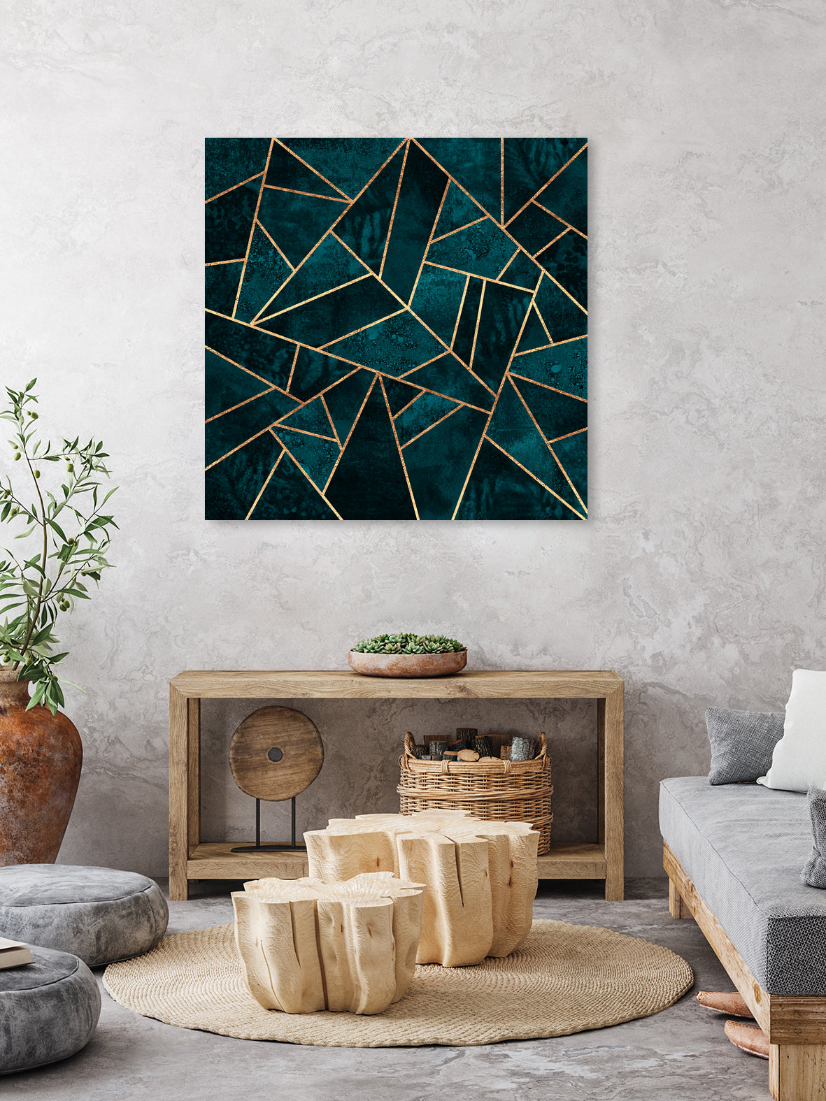 Deep Teal Stone by Elisabeth Fredriksson on GIANT ART - blue digital drawing