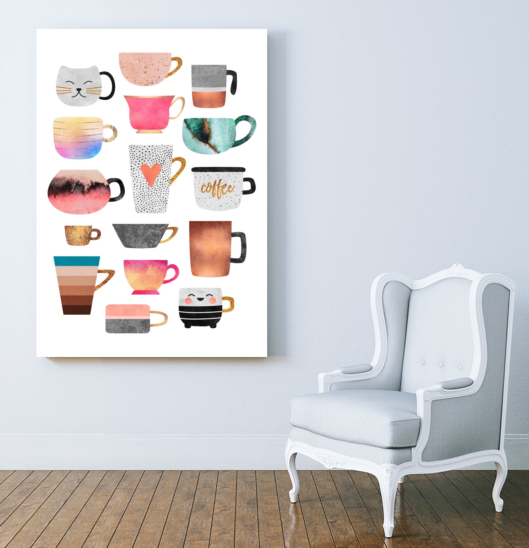Coffee Cup Collection by Elisabeth Fredriksson on GIANT ART - white digital drawing